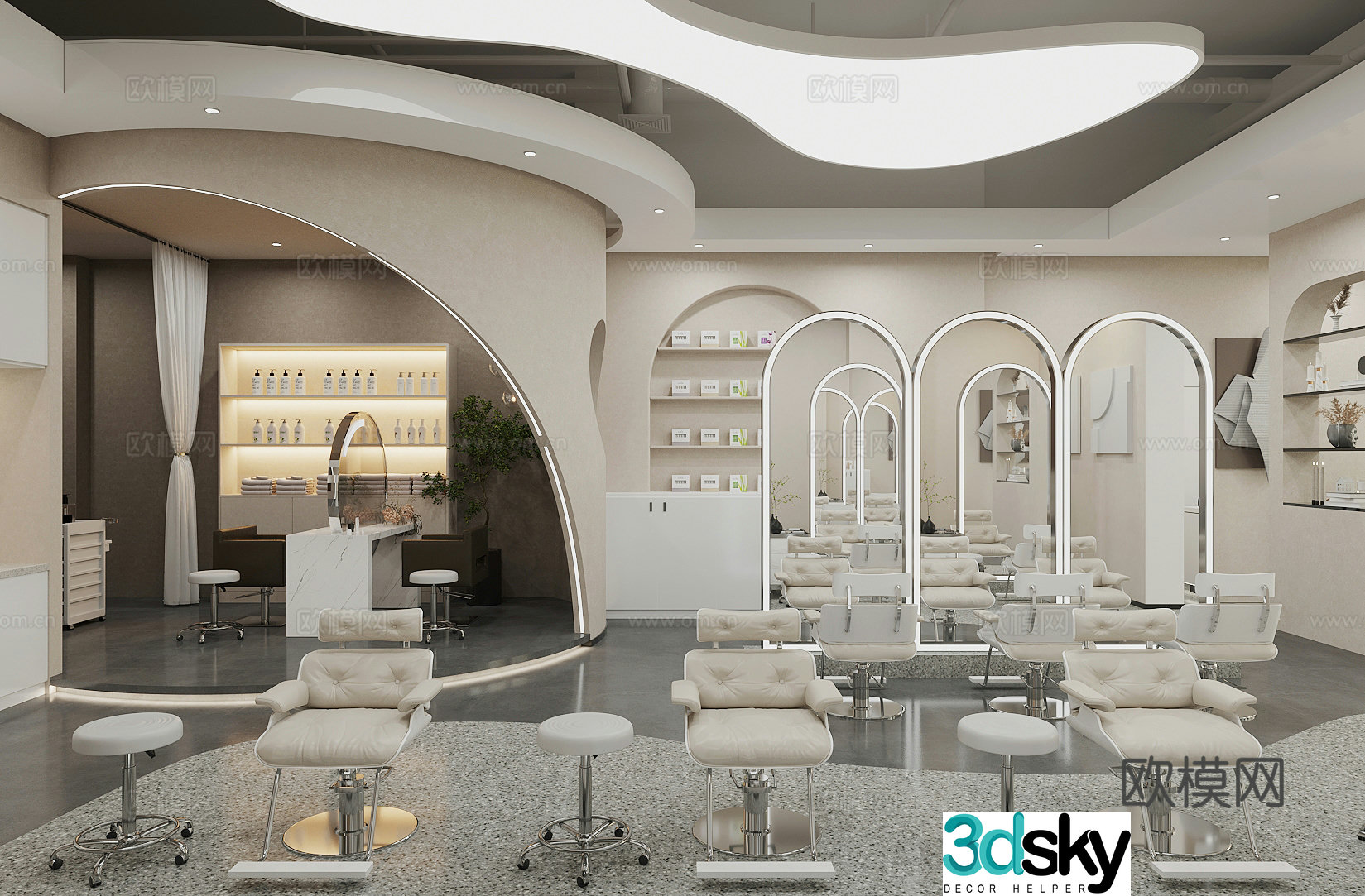 Modern barber shop Hairdressing shop 3d model