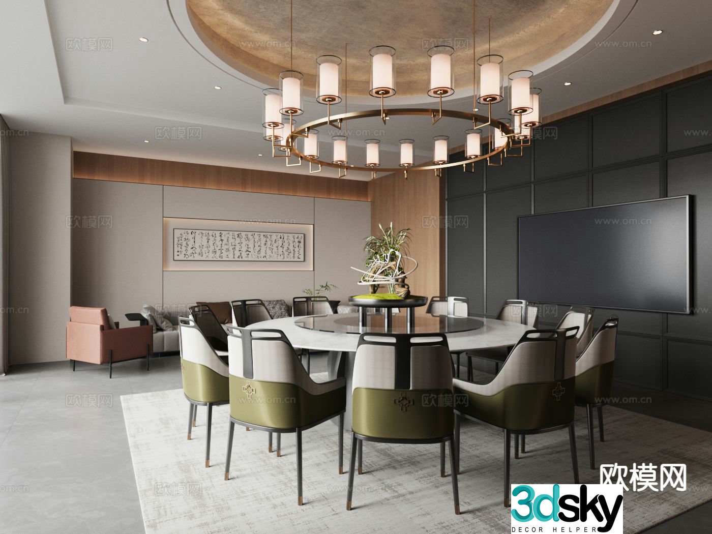 New Chinese restaurant private room 3D model