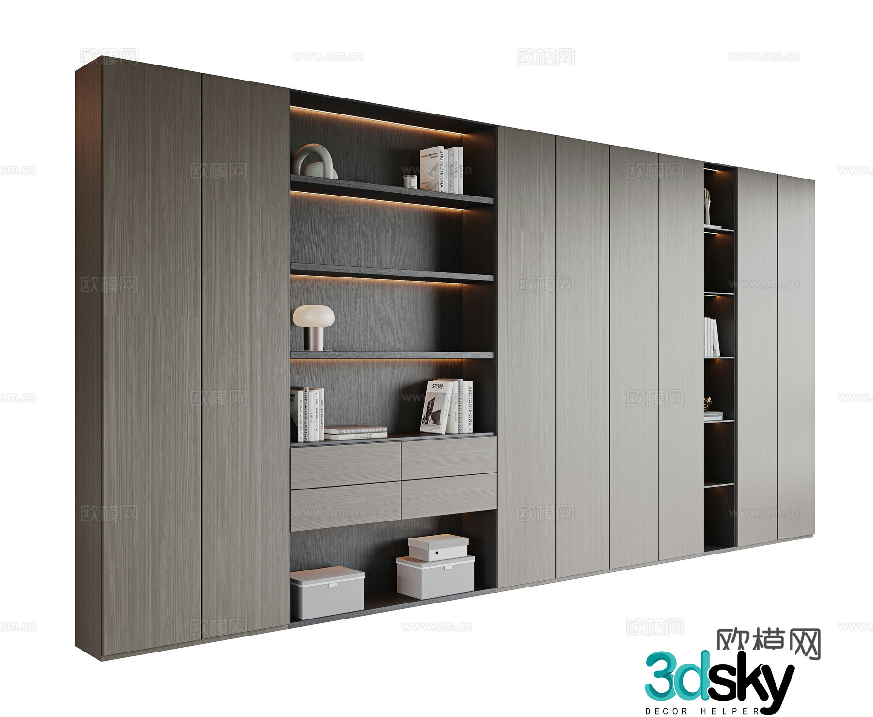 Italian modern bookcase bookcase bookcase study bookcase living room bookcase open bookcase office bookcase 3d model