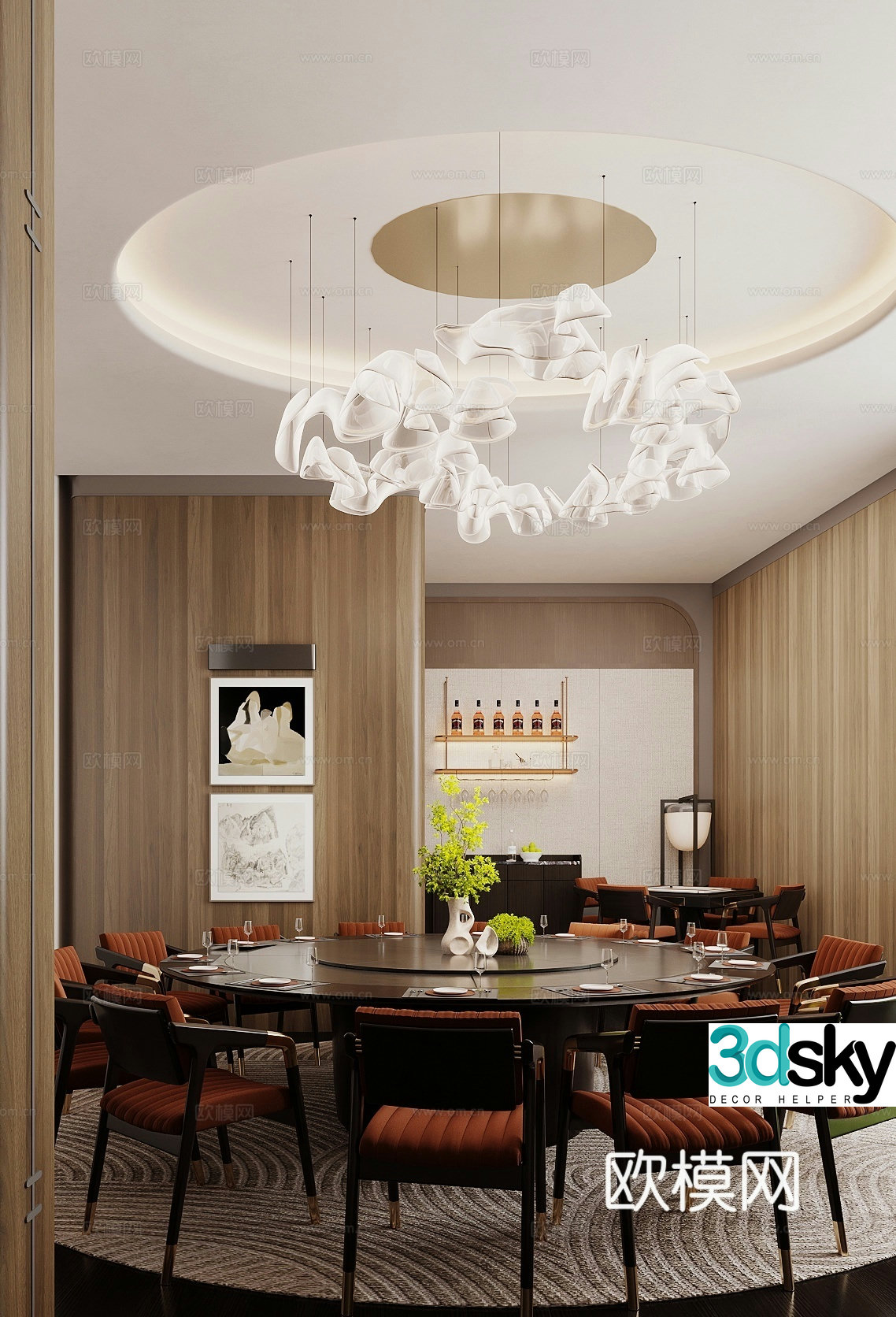 Chinese restaurant private room 3D model
