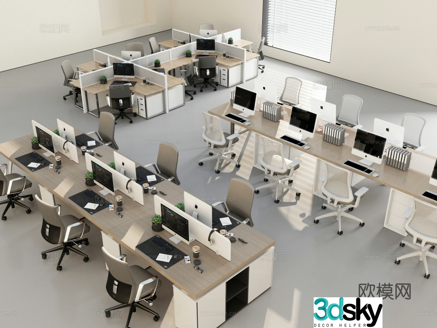 Modern other office space Modern office desk and chair combination Desktop office supplies Office desk 3D model