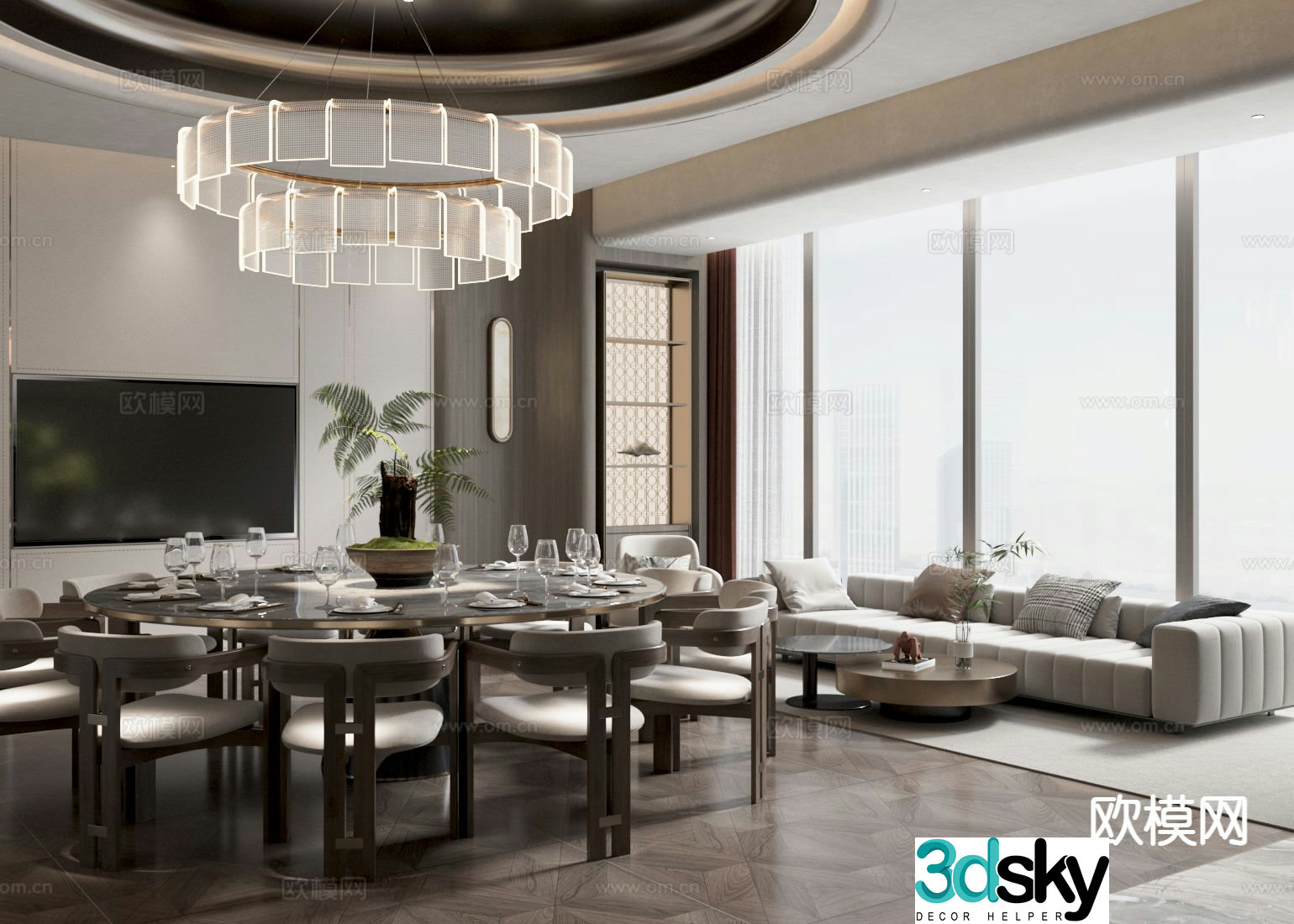 Chinese restaurant private room 3D model