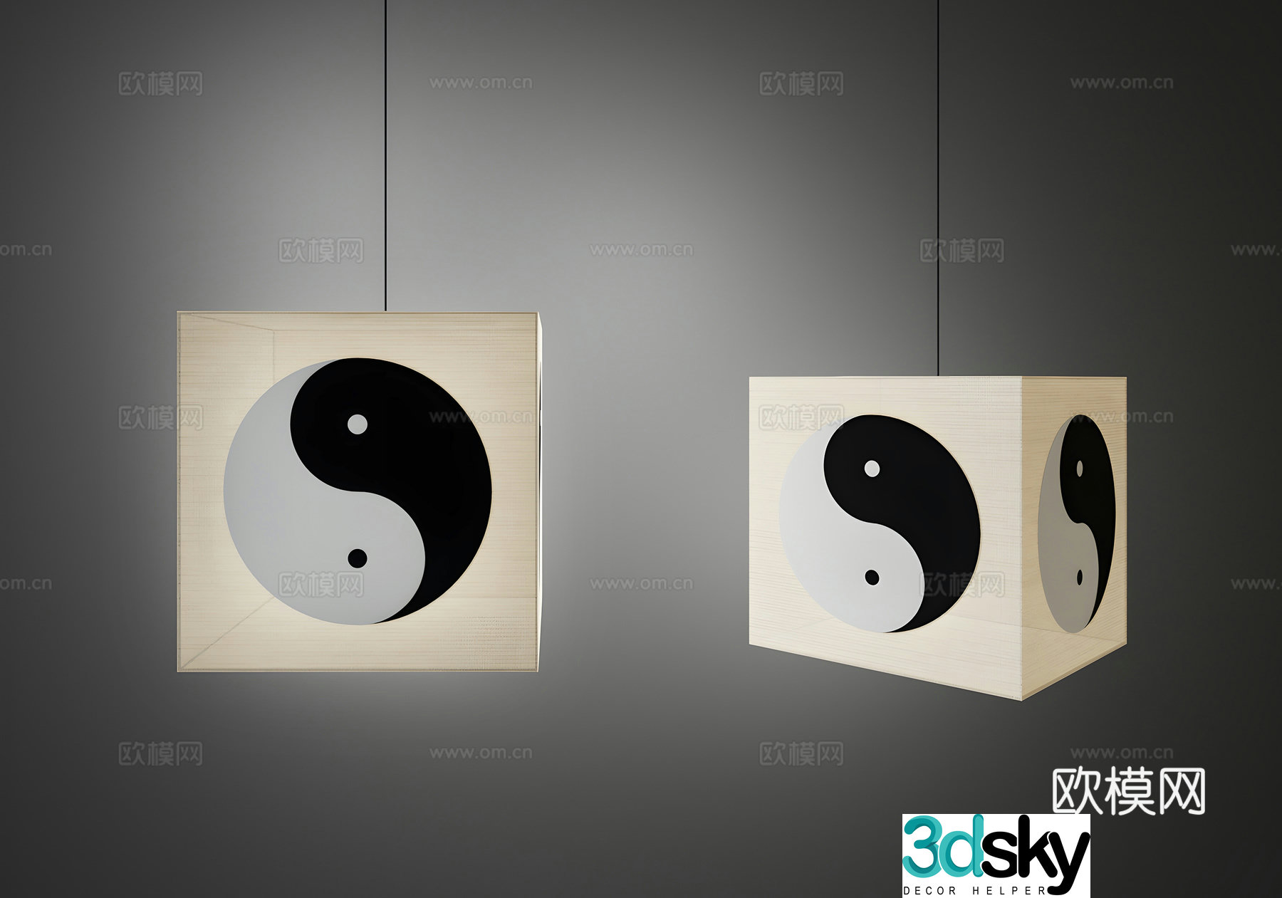New Chinese style gossip chandelier 3D model