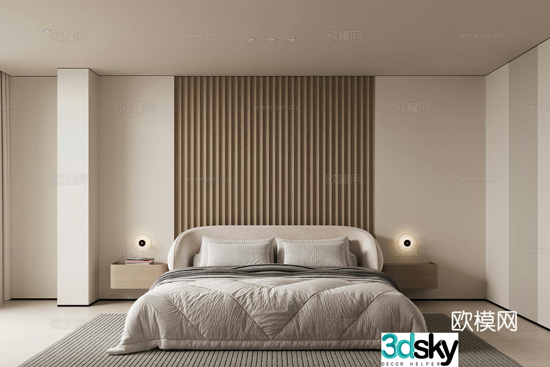 Middle-aged home bedroom Middle-aged elder room Second-bedroom Middle-aged bedroom Bed Minimalist bedroom 3D model