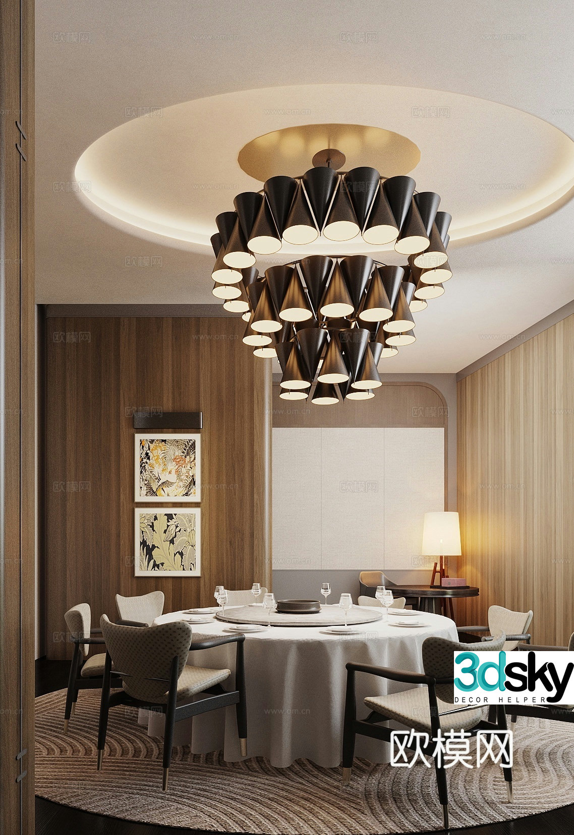 Light luxury restaurant private room Western restaurant private room 3D model