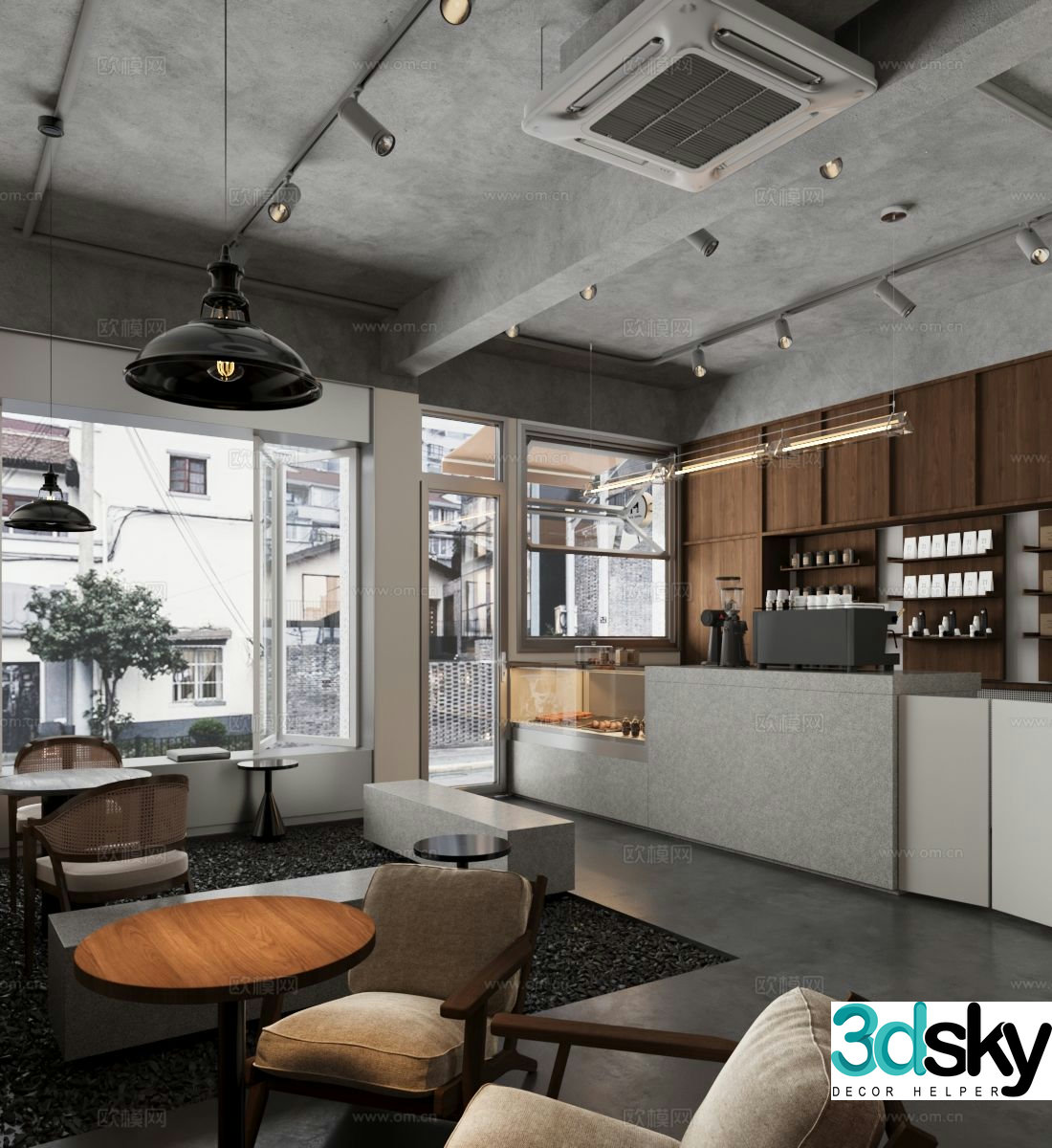 Industrial style cafe cafe 3d model