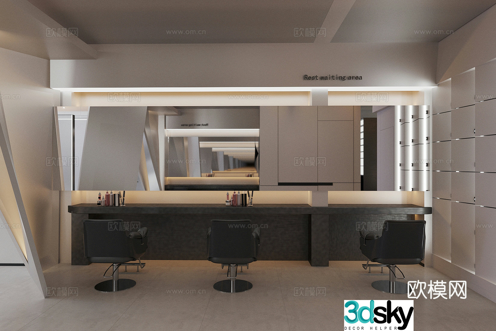 Modern barber shop Hairdressing shop 3d model