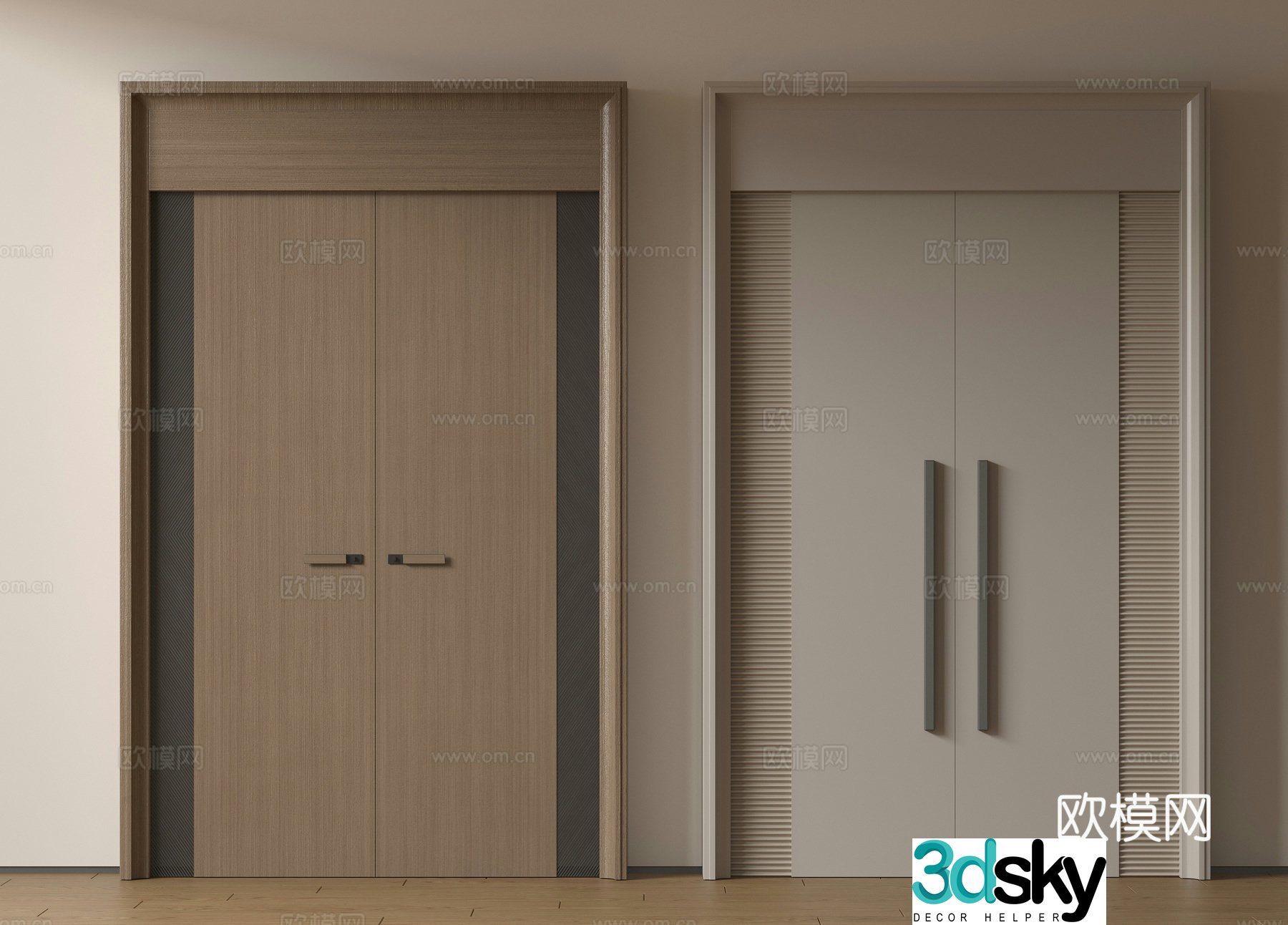 Modern double-opening door swing door entrance door security door top double-opening door main door mother and child door 3D model
