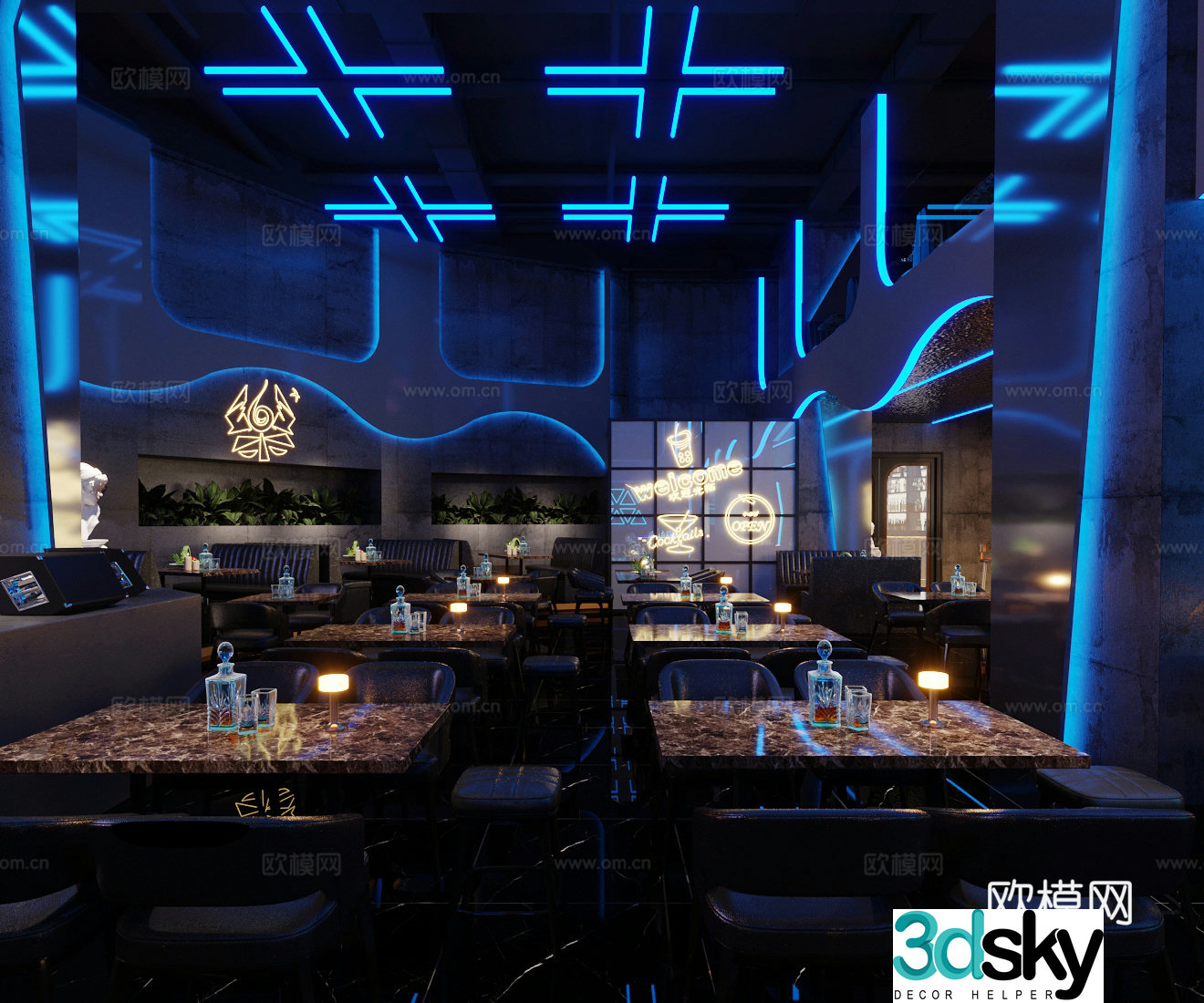 Modern bar nightclub disco 3d model