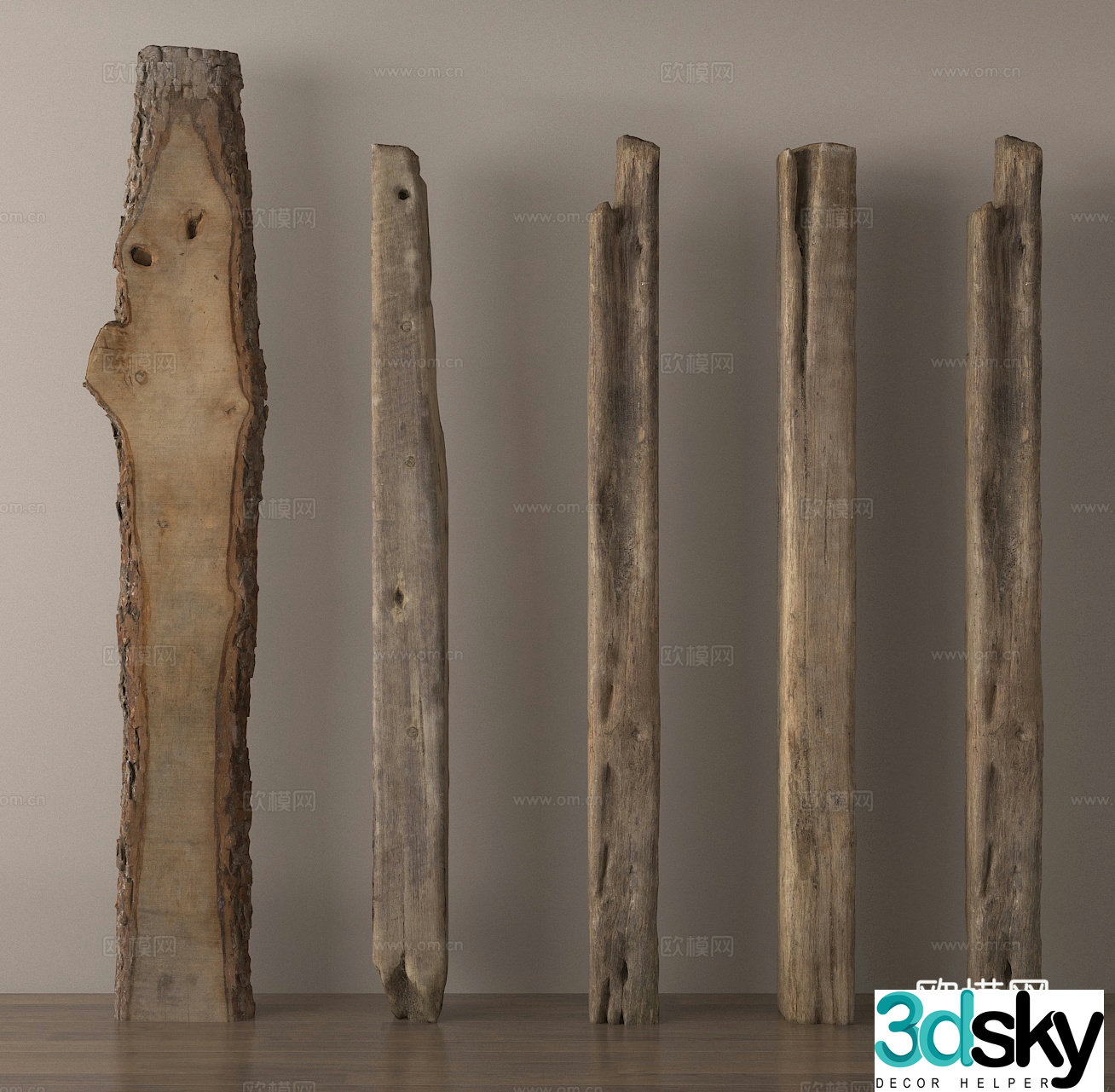 Wood B&B Wood Column Old Wood Wood Column Square Column 3D Model