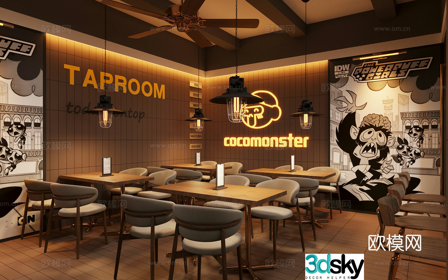 Modern tea restaurant 3d model