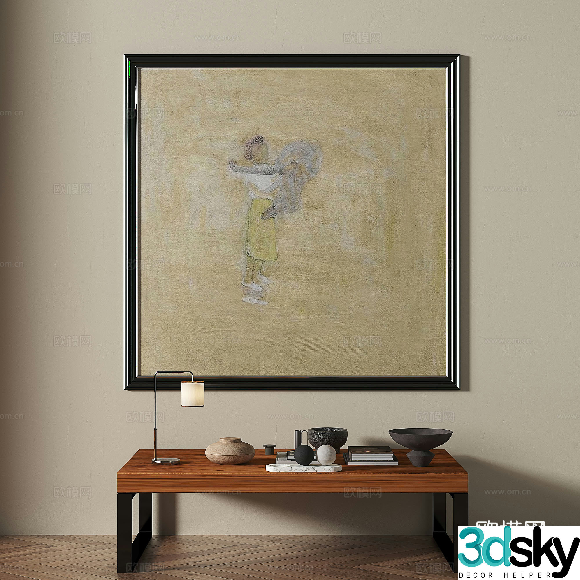 Modern medieval retro decorative painting 3d model