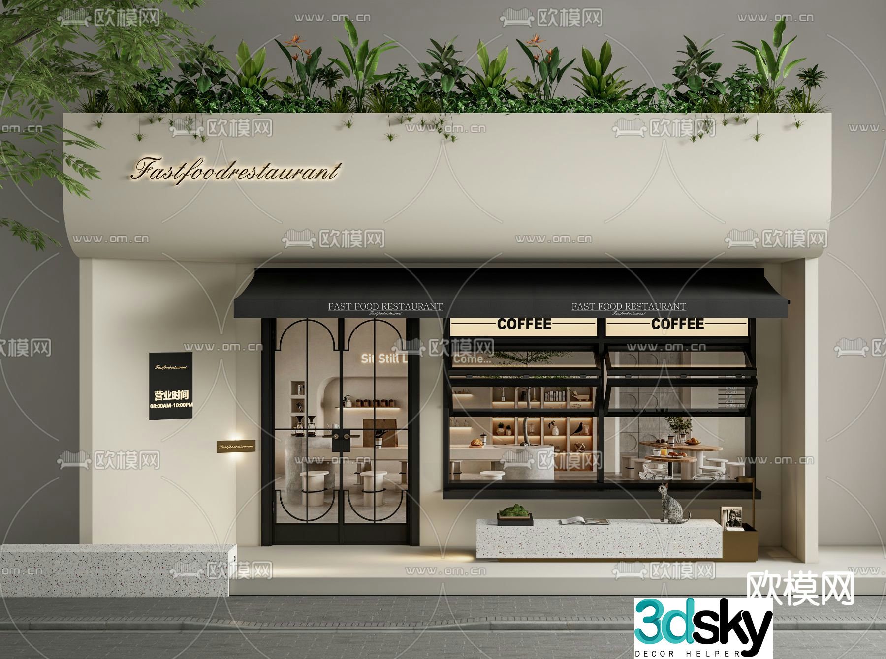 Coffee shop door 3D model