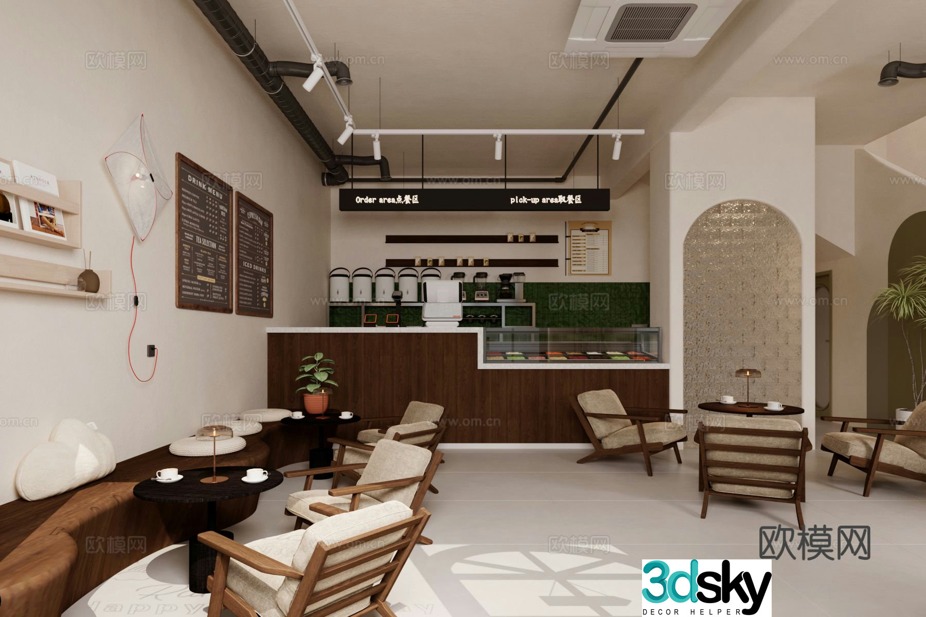 Middle-aged cafe 3d model
