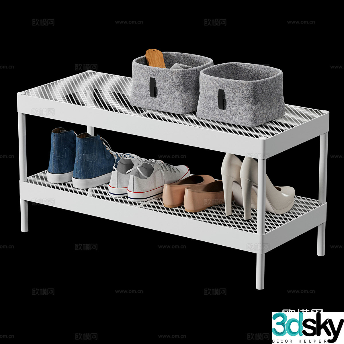 Ikea Makkaper Shoe Rack and Shoe Set 3D Model