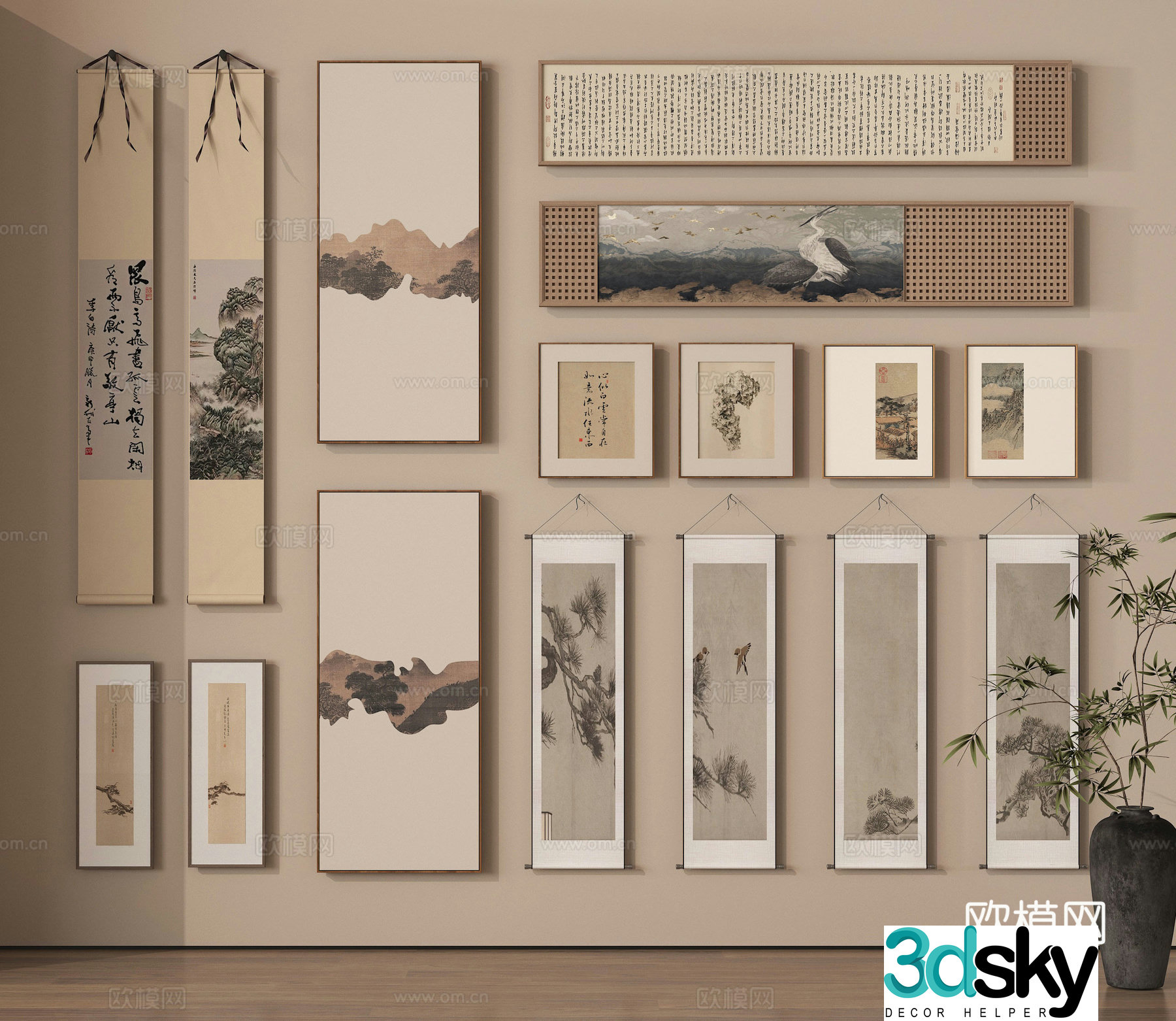 Hanging paintings calligraphy and paintings scroll paintings ink paintings landscape paintings study calligraphy and paintings 3D models