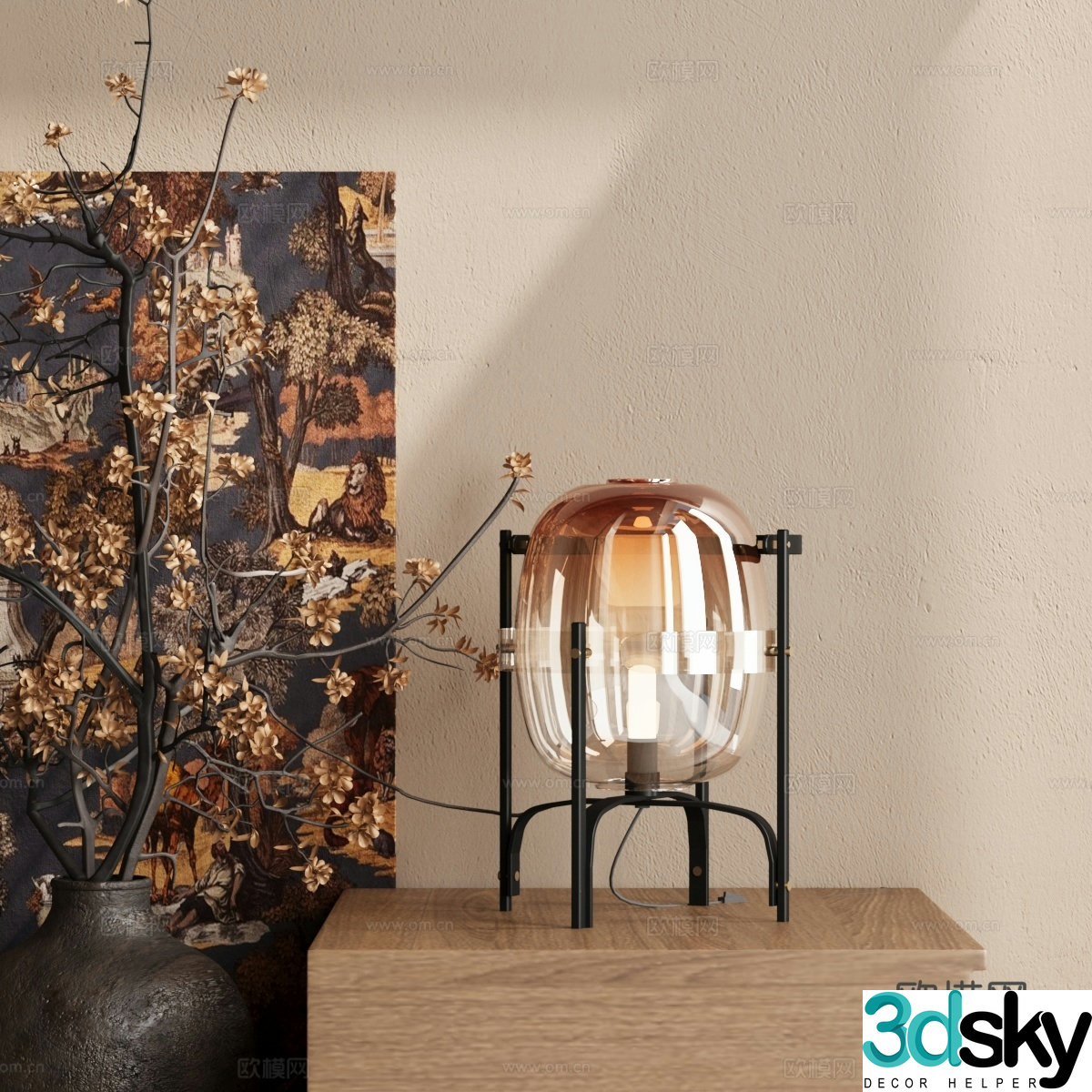 Modern Gradient Glass Table Lamp 3D Model