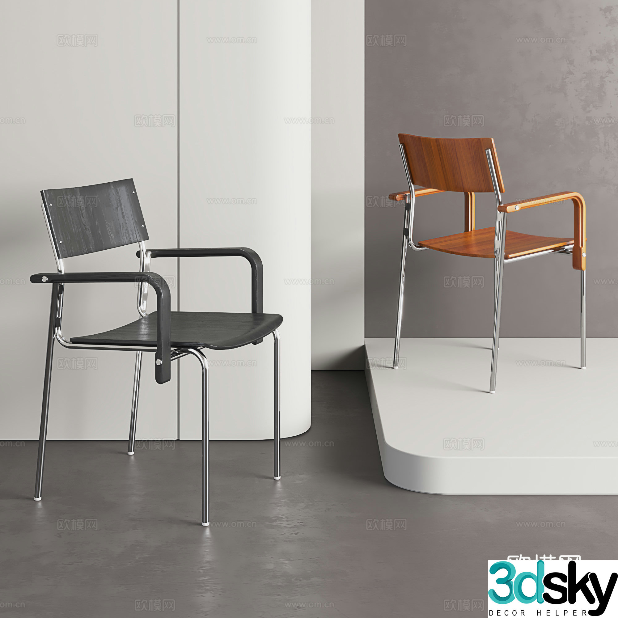 Nordic office chair light luxury dining chair casual backrest chair single chair simple desk chair 3D model