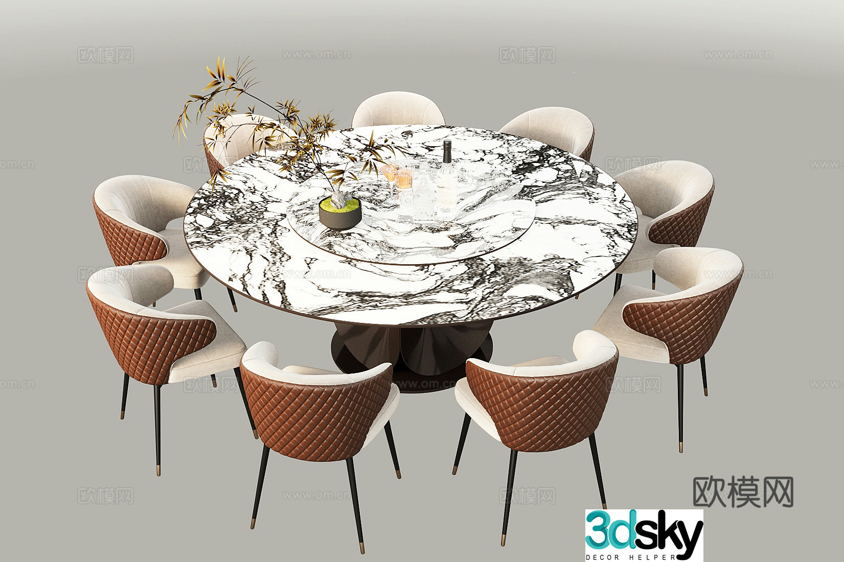 Modern dining table and chairs Modern dining seat combination Private dining table and chairs Dining table 3D model