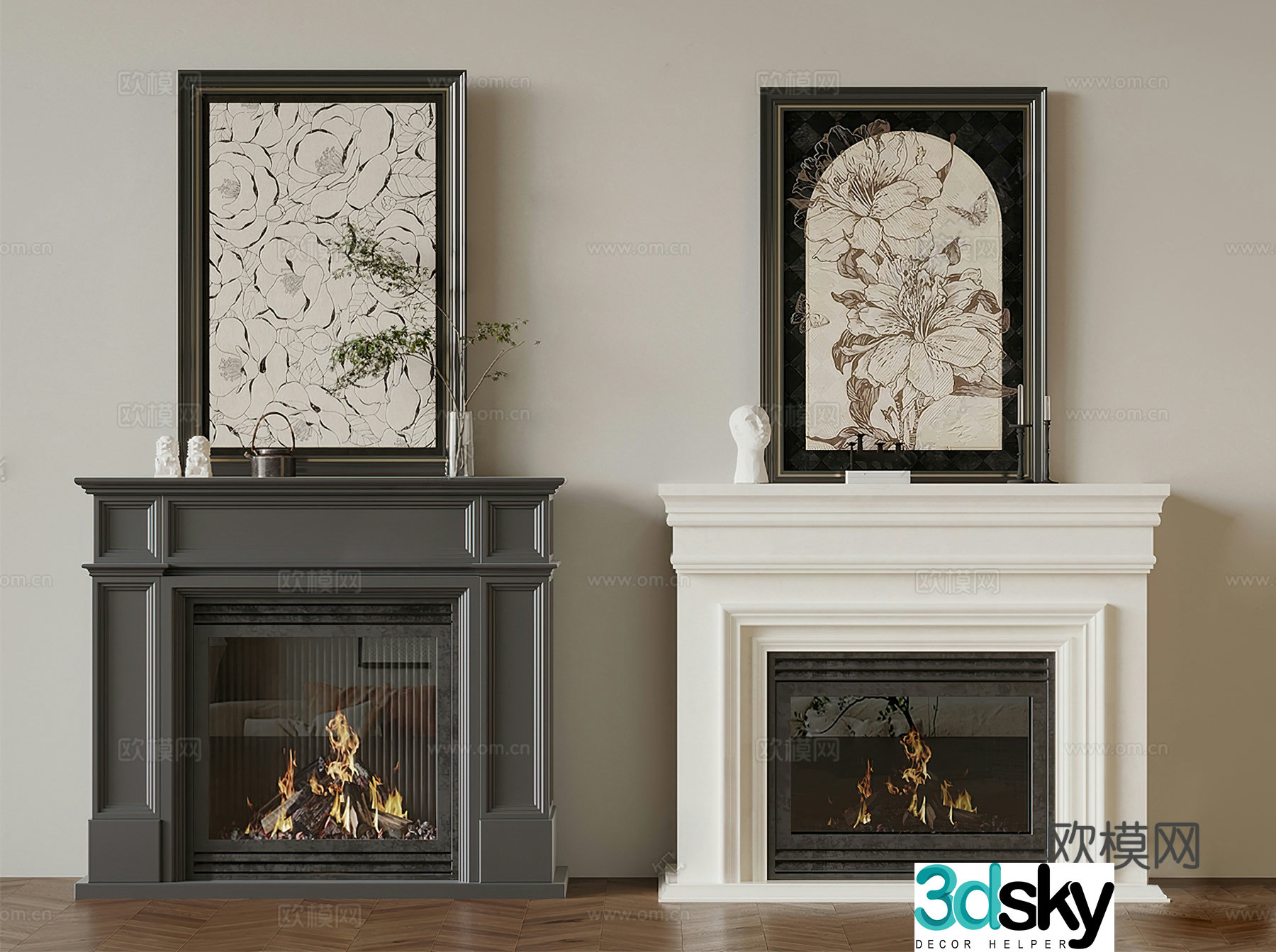 French fireplace Modern fireplace Middle style fireplace G5823d model