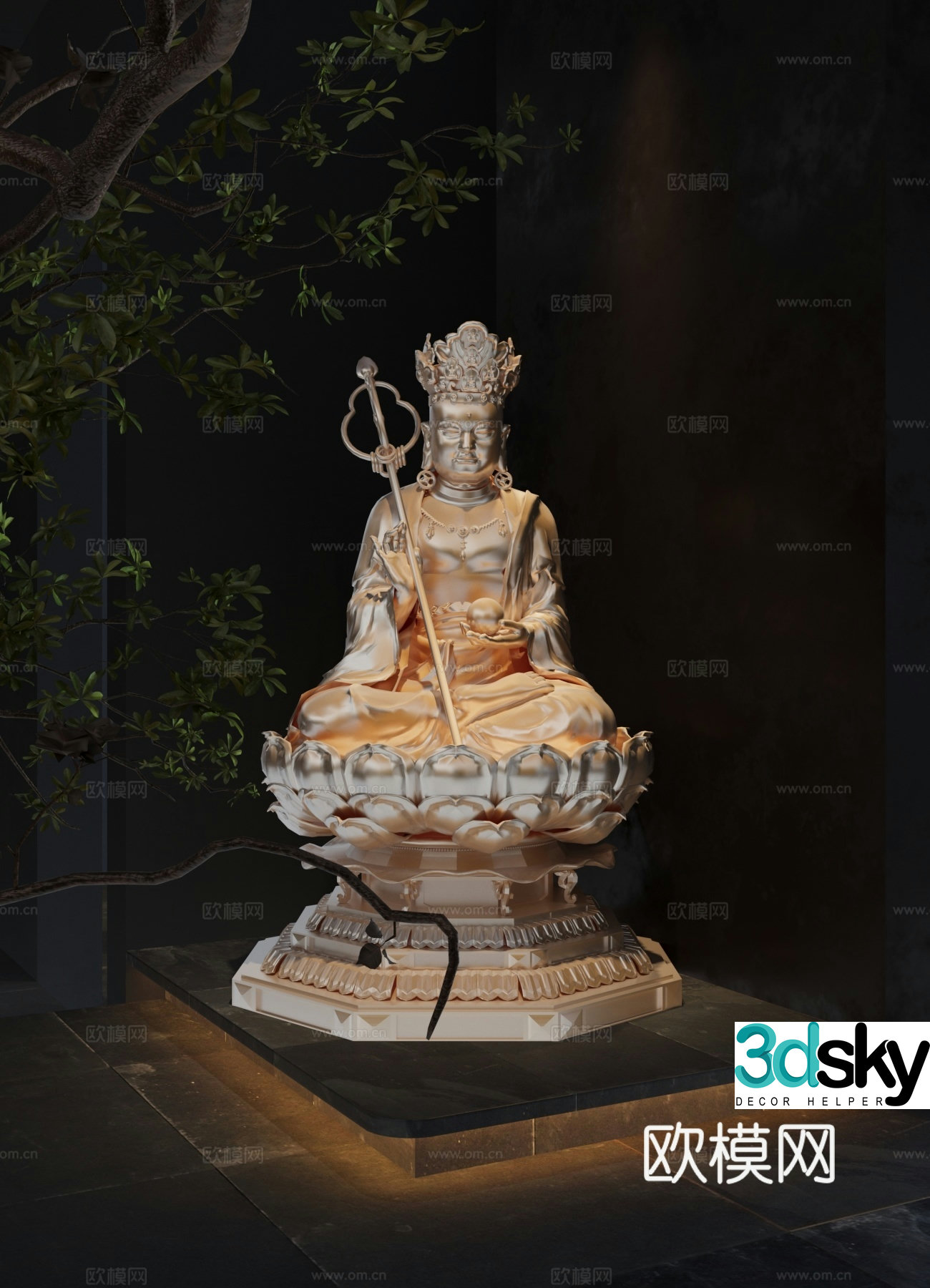 New Chinese Buddha statues Zen Buddha statues White Jade Buddha statues Guanyin statues Incense burners Solid Wood Buddha statues 3D model
