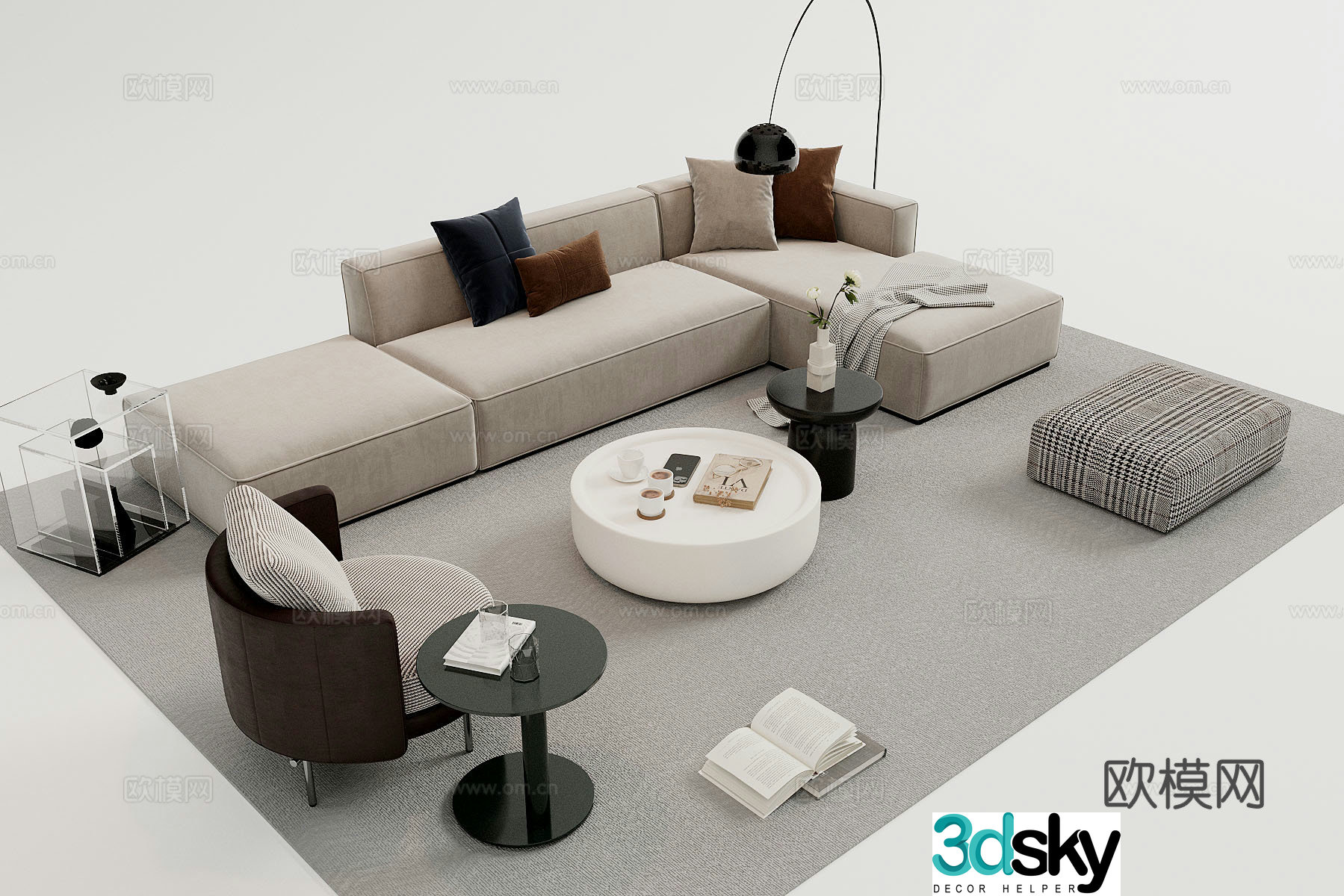 Sofa coffee table combination 3D model
