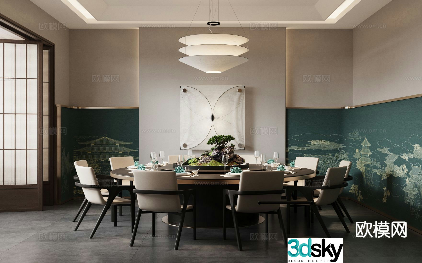 Chinese restaurant private room 3D model