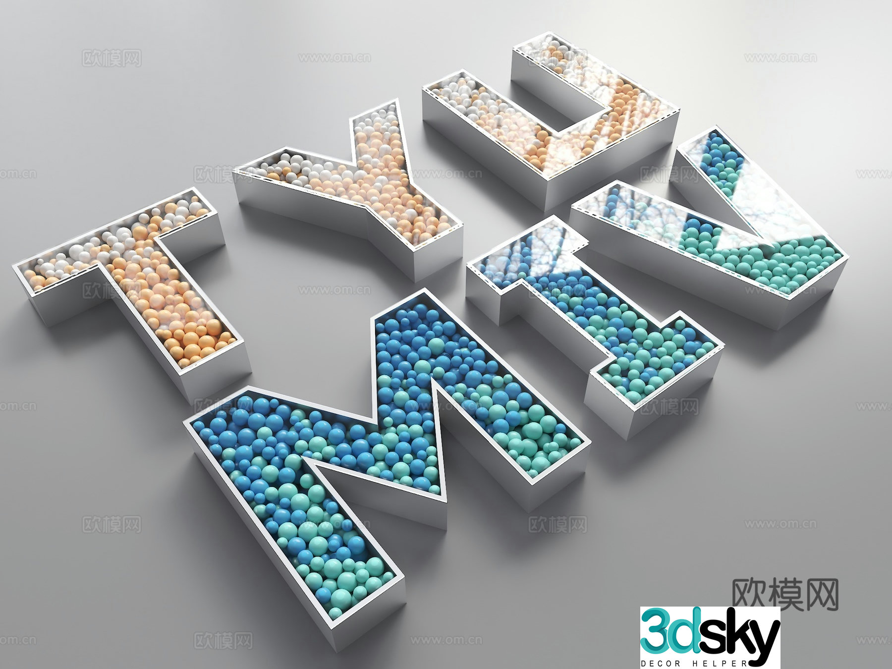 Ocean ball text letters stool modern seats Ocean ball decorative stool beautiful letters male 3d model