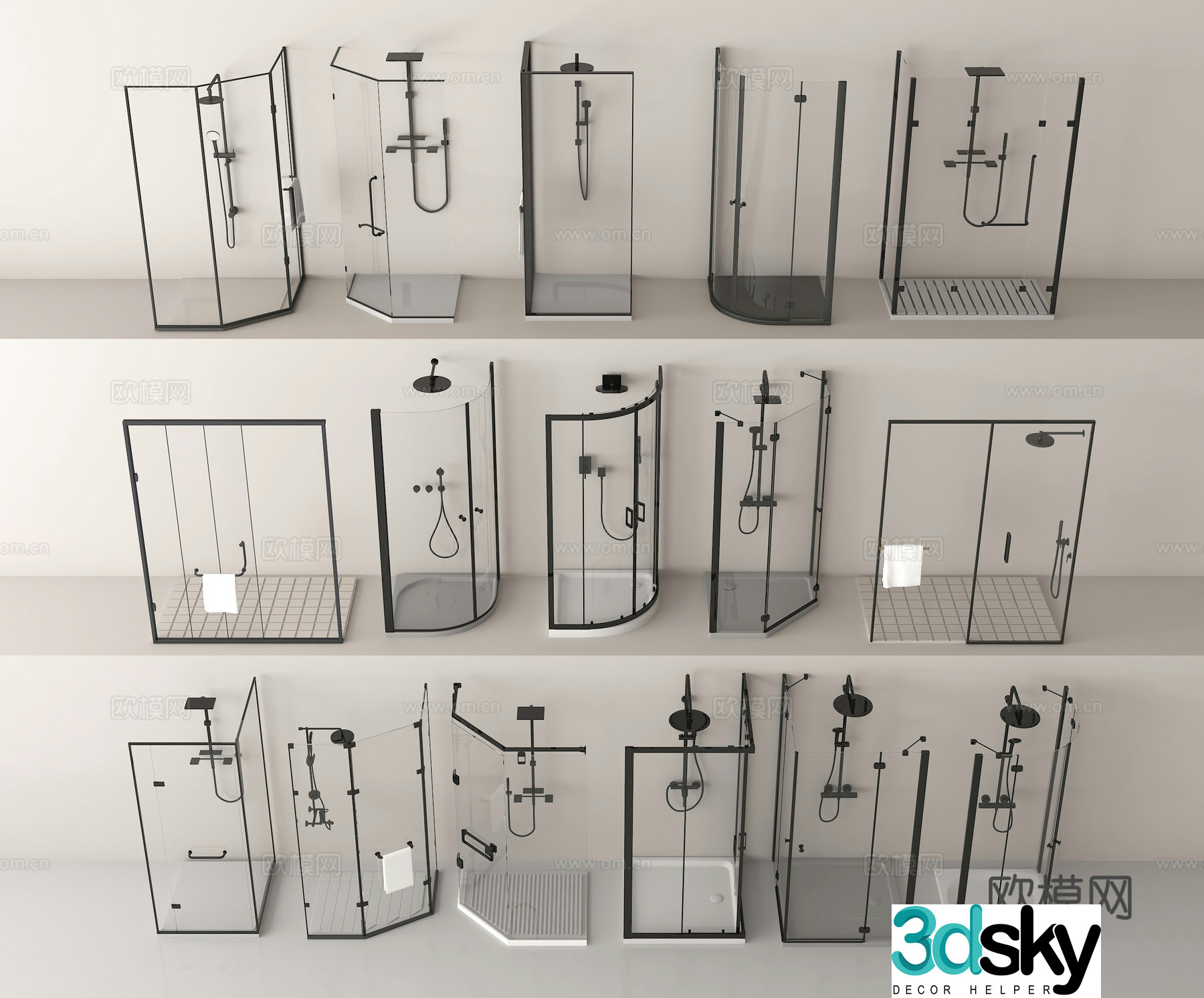 Shower room shower room shower partition 3d model