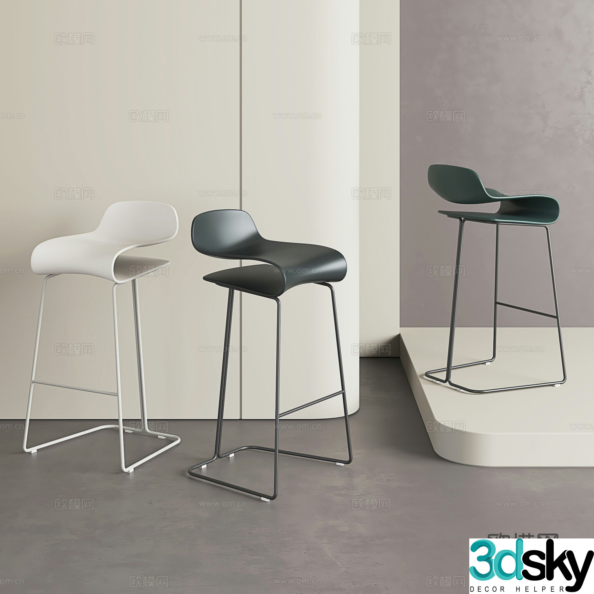 Nordic bar chair modern bar stool cafe bar stool wrought iron bar stool front bar stool 3D model