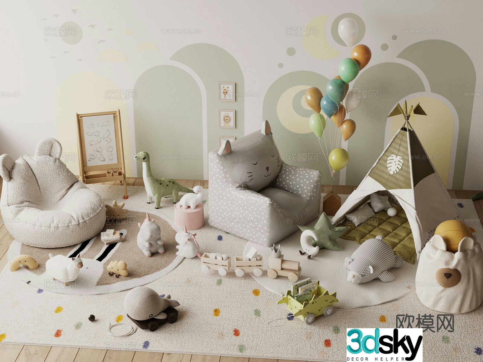 Modern children’s sofa toys doll 3d model