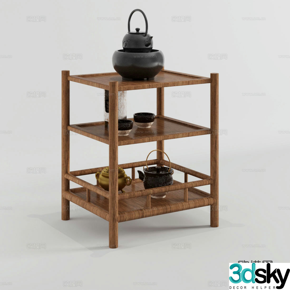 Modern storage rack Storage rack Tea set storage rack_ Cup 3D model