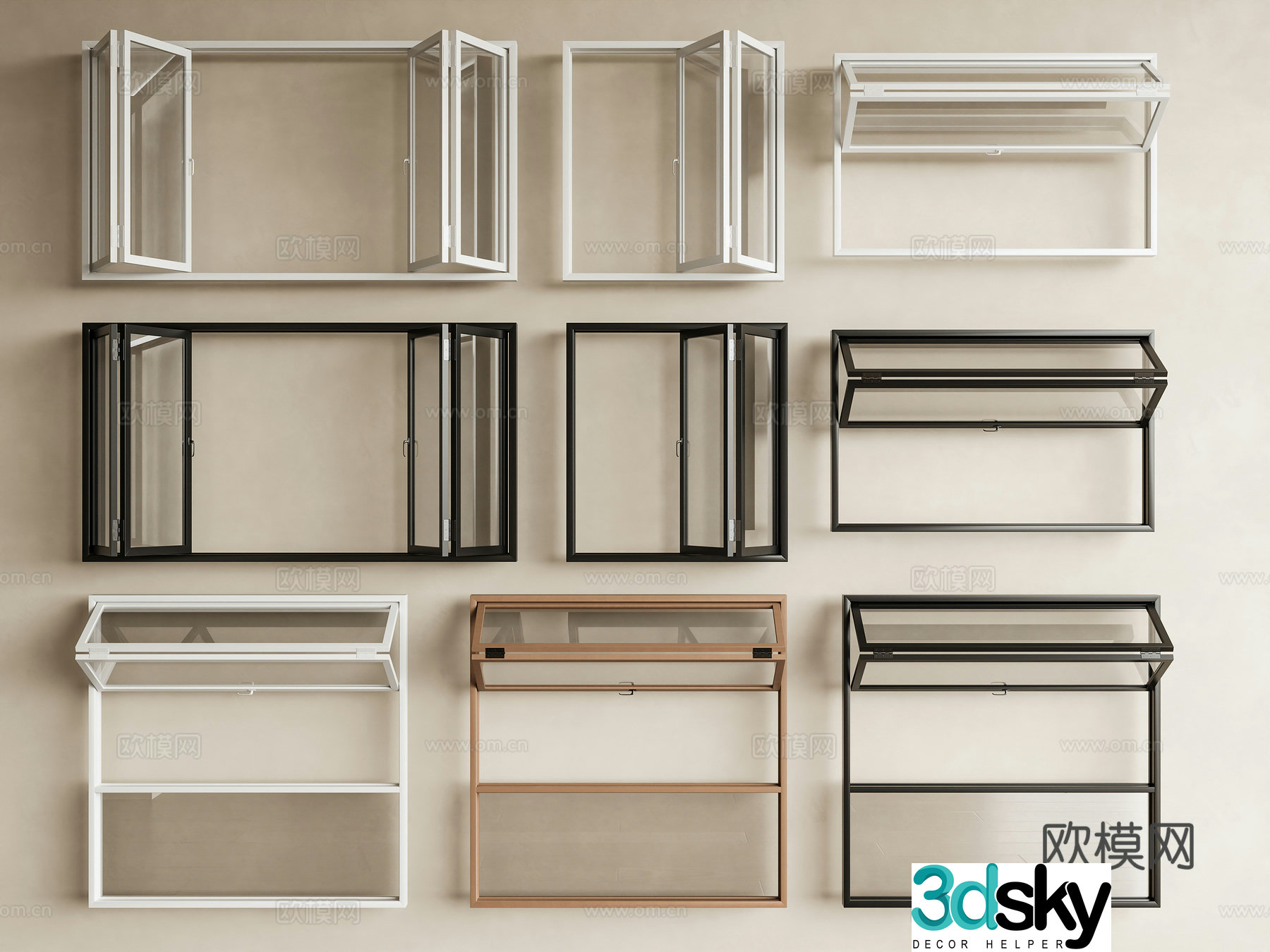 Modern folding window Folding windows Windows Glass windows Sliding windows Medium folding windows Floor-to-ceiling windows 3D model