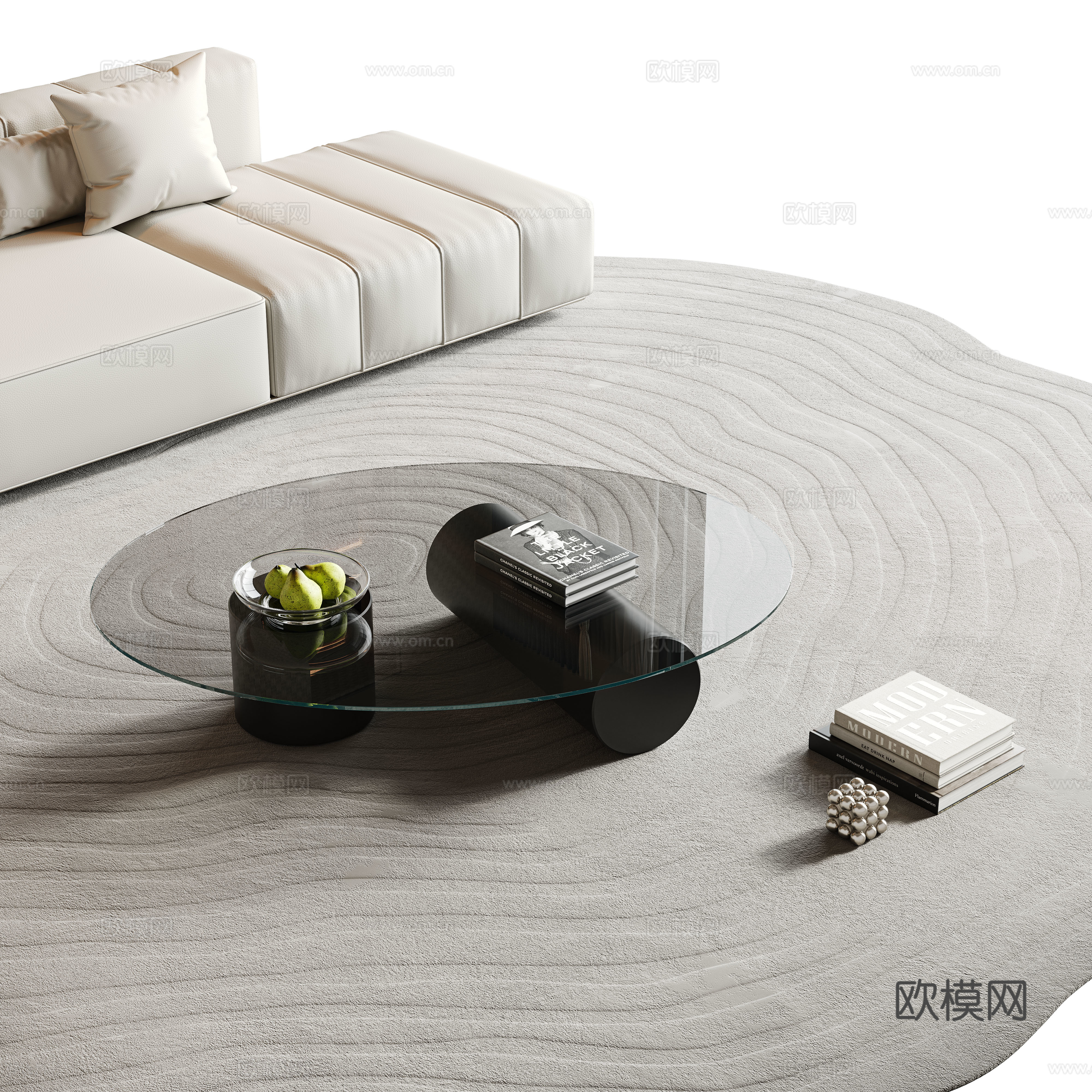 Special-shaped coffee table glass coffee table round coffee table minimalist coffee table books jewelry ornaments 3D model