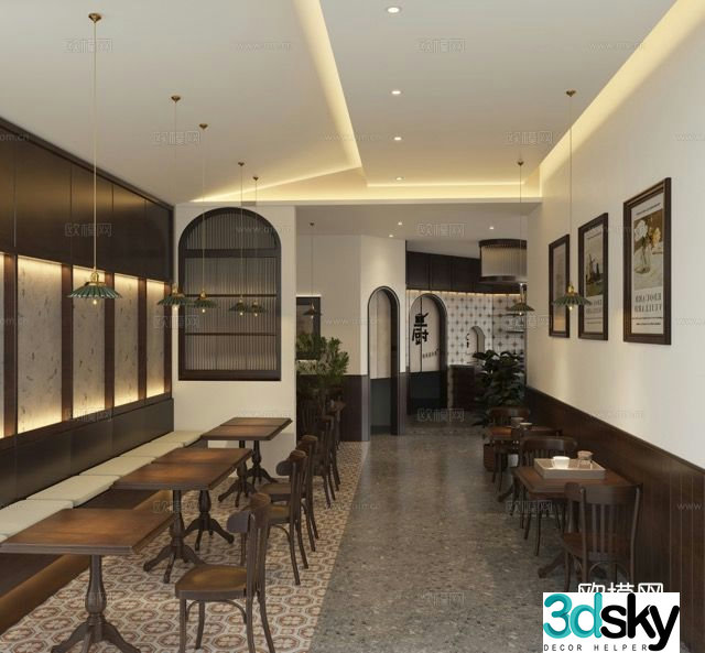 American cafe coffee booth area 3D model