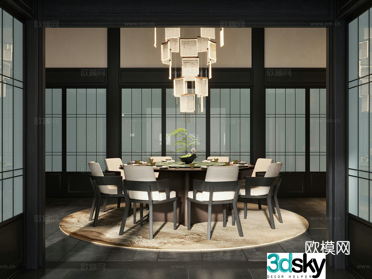 New Chinese restaurant private room private room 3D model