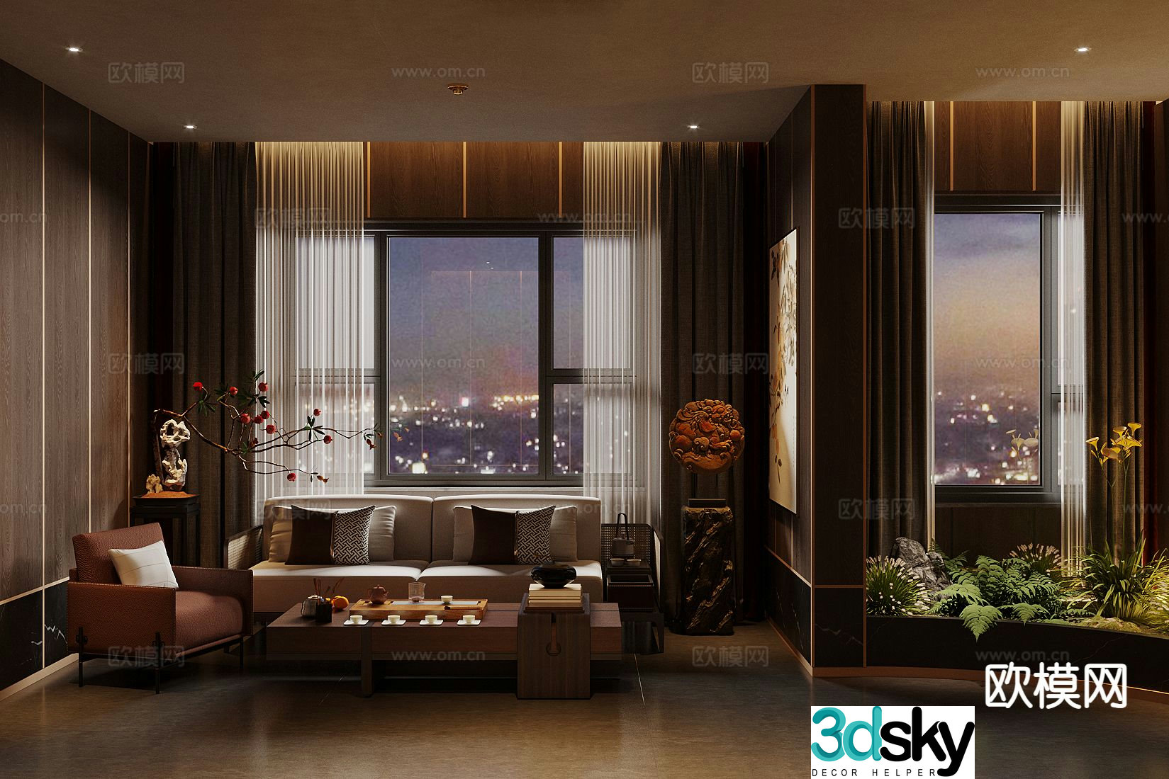 New Chinese style reception room Club reception room 3D model