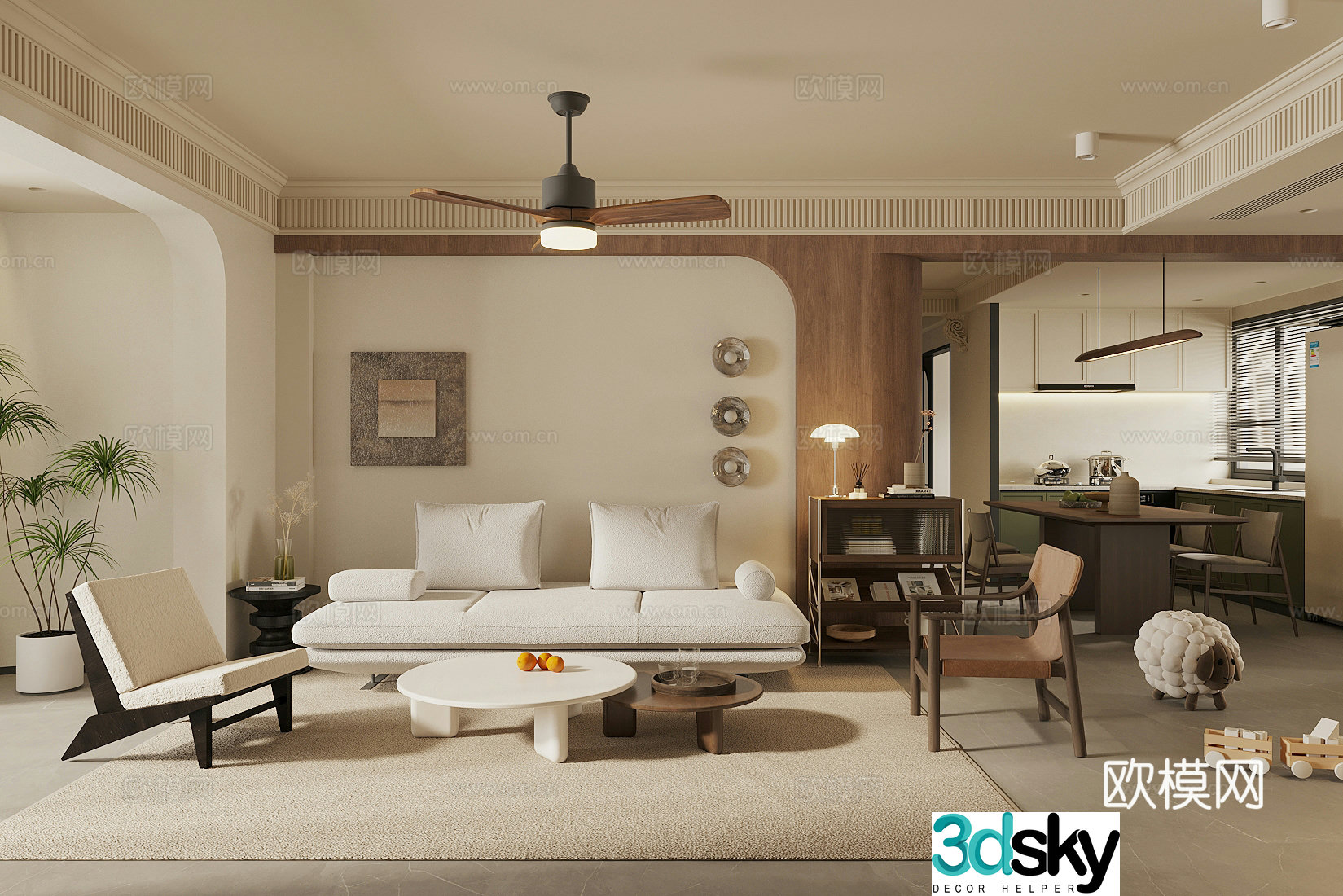 Middle style living restaurant horizontal living restaurant sofa and coffee table combination medieval style dining table and chairs leisure chairs 3D model