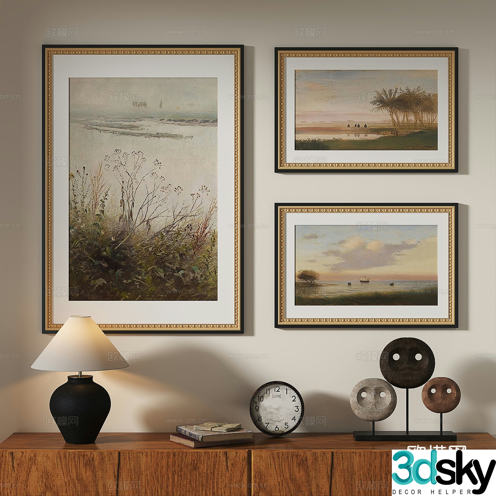 Modern French retro medieval decorative painting 3d model