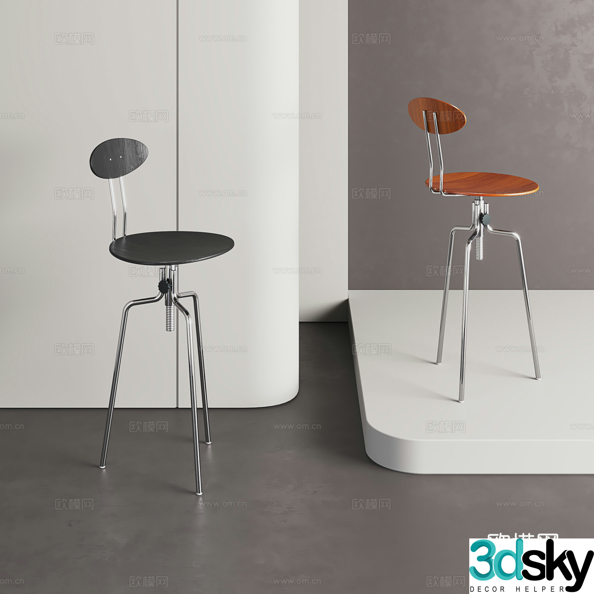 Light luxury high chair retro bar chair modern bar chair wrought iron bar chair casual bar chair 3d model
