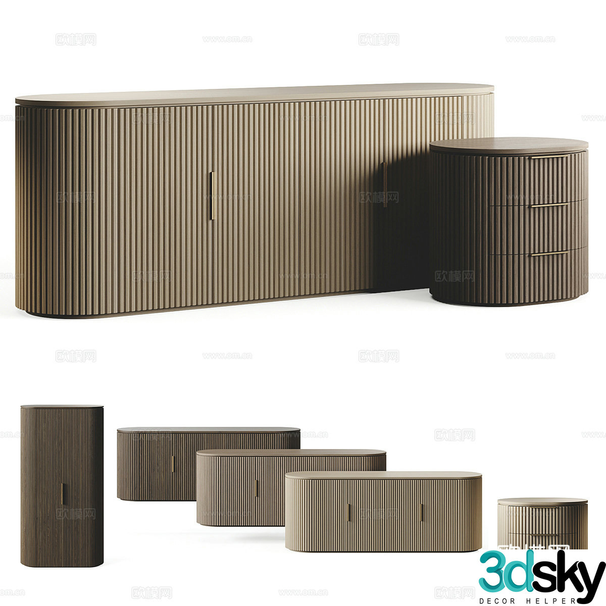 Modern Italian RH BYRON side cabinet combination 3D model