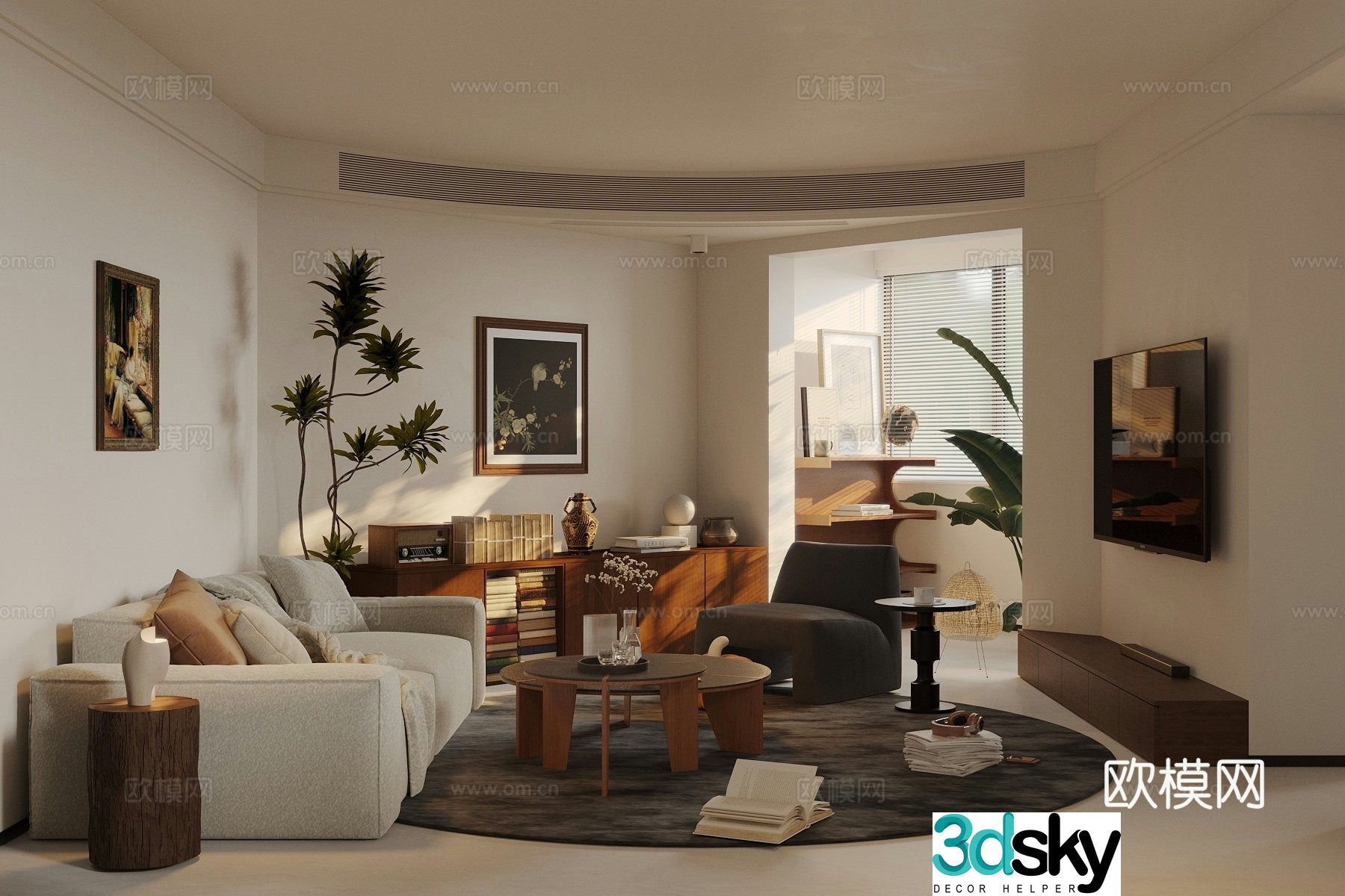Middle-aged living room 3d model