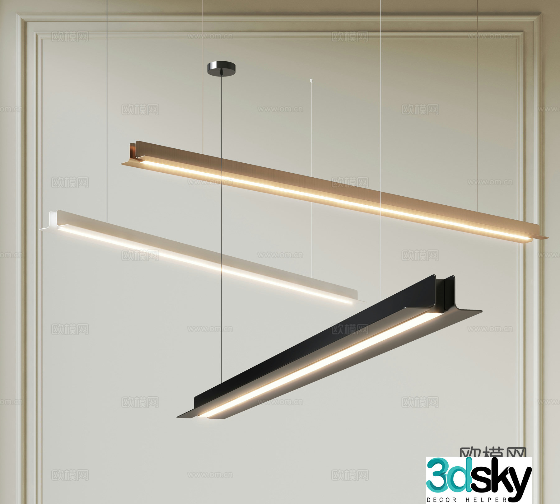 Italian linear restaurant chandeliers 3d model