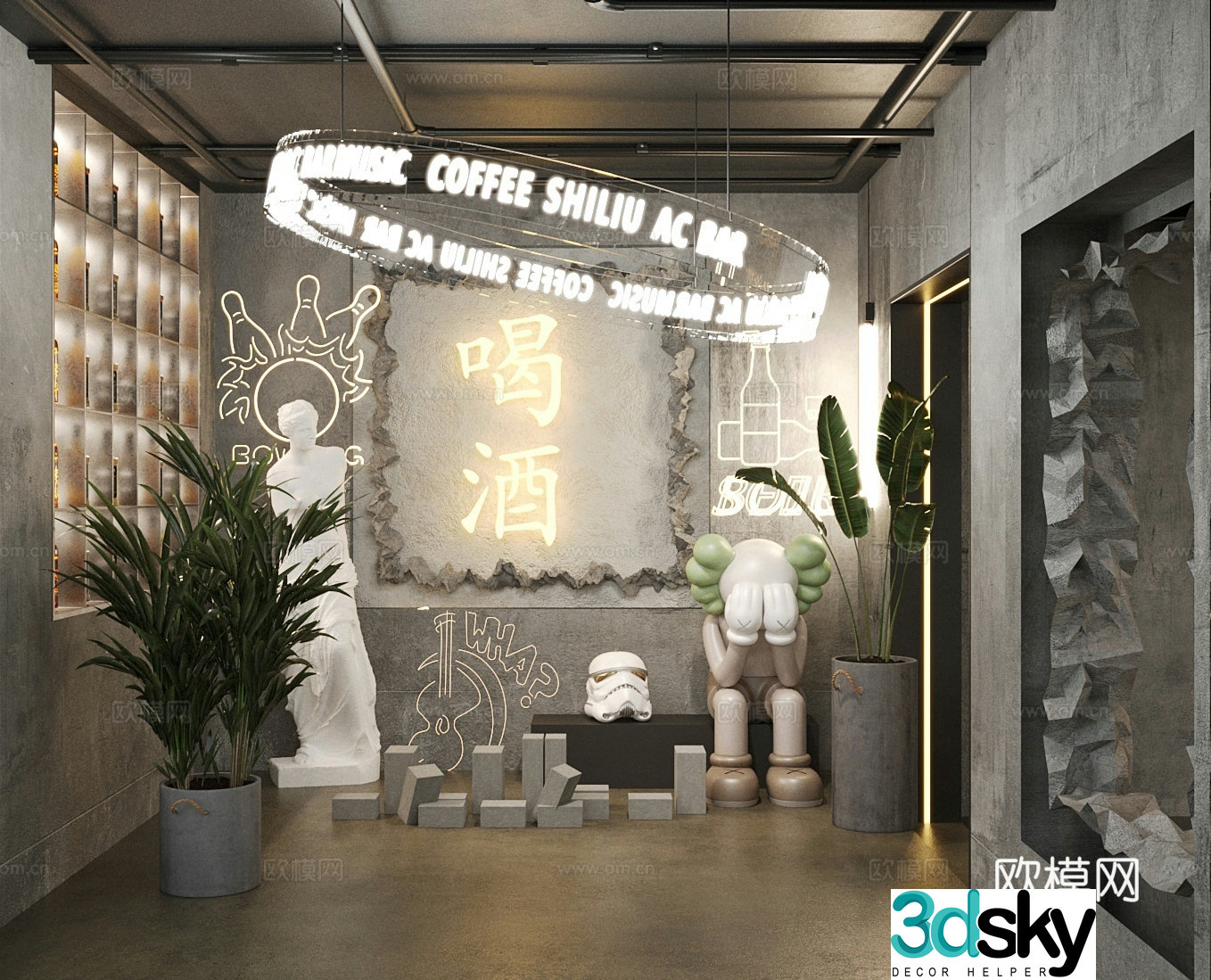 Introduction to industrial style bar bars bar internet celebrity check-in point 3D model