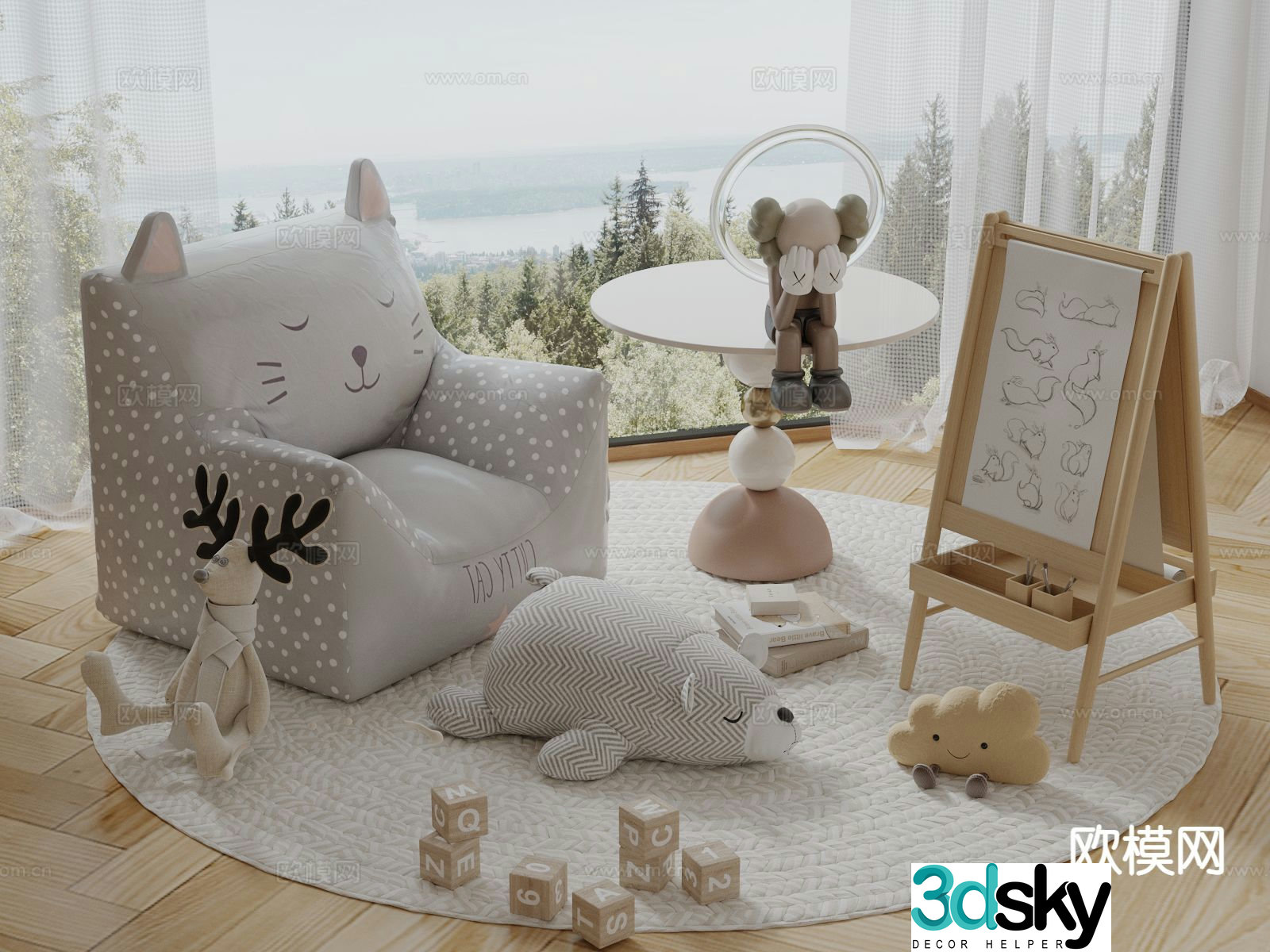 Modern children’s toys children’s sofa blackboard 3d model