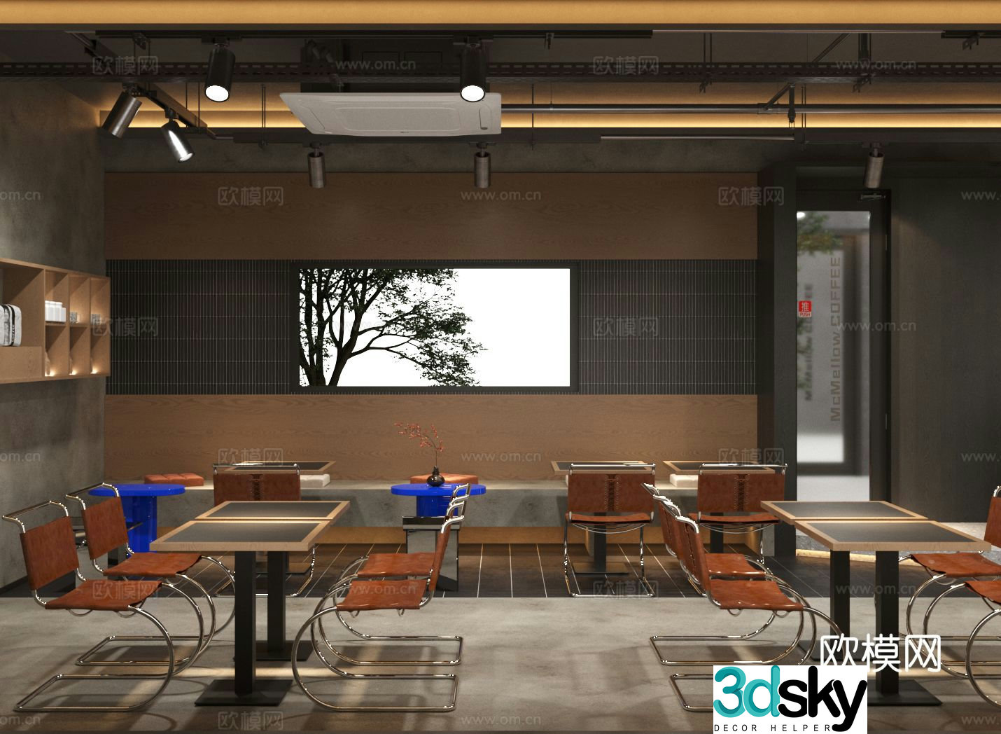 Modern milk tea shop 3D model of card holder area