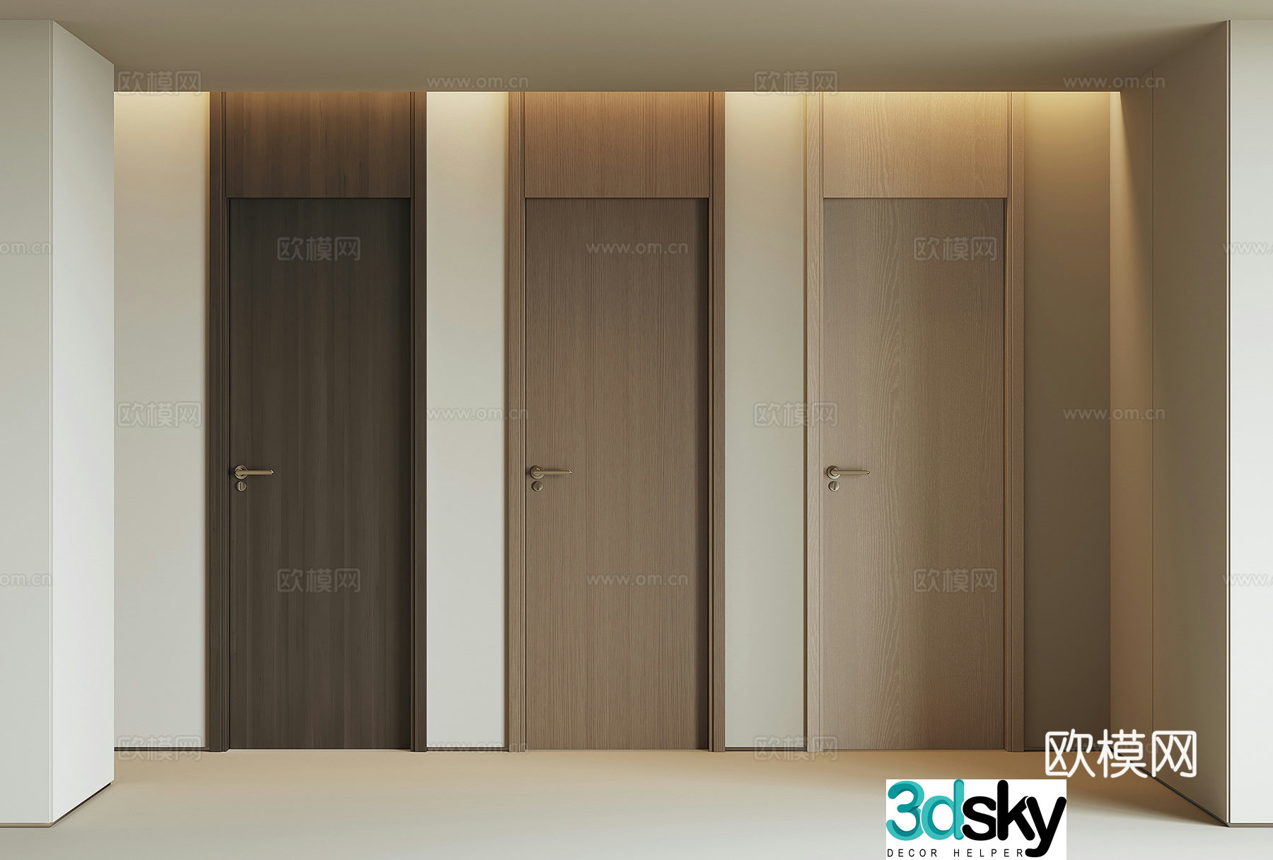 Modern room wooden door 3d model