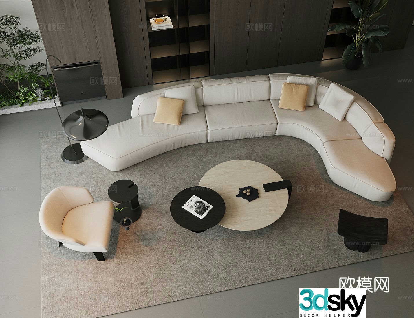Italian combination sofa corner sofa 3D model