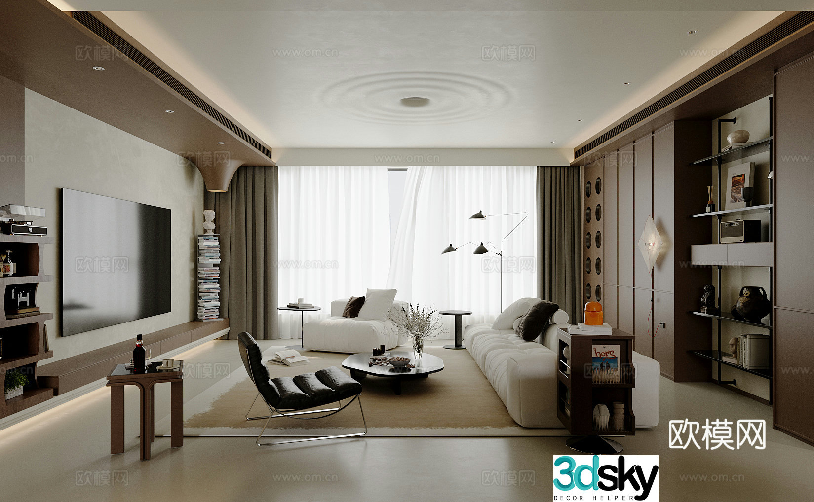 Middle-aged living room 3d model