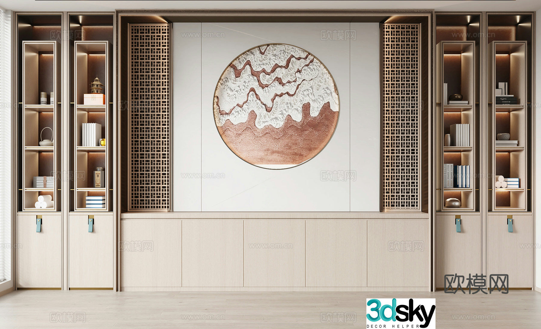 New Chinese style decorative cabinet 3D model